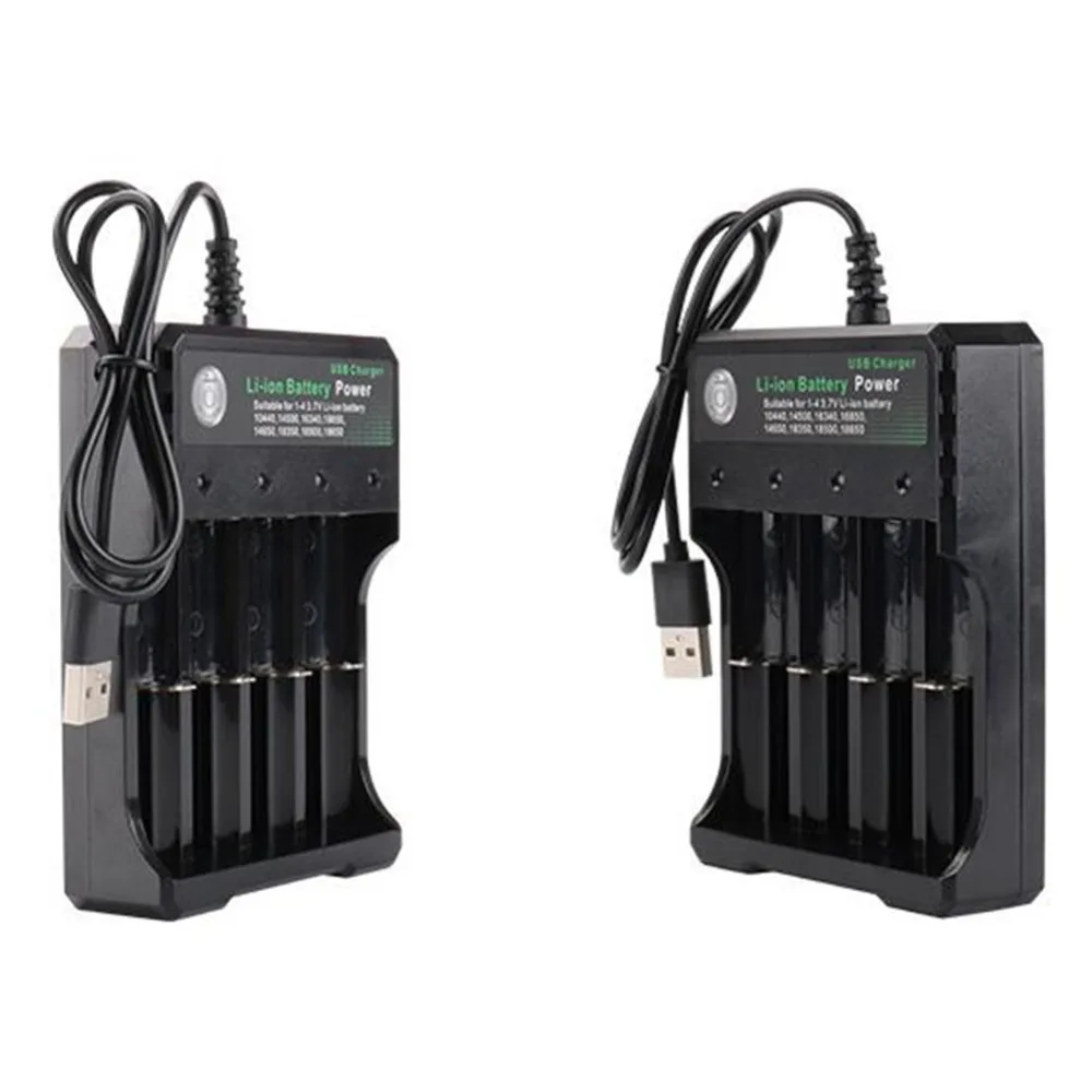 USB 18650 Battery Charger Black 2 3 4 Slots AC 110V 220V Dual For 18650 Charging 3.7V Rechargeable Lithium Battery Charger