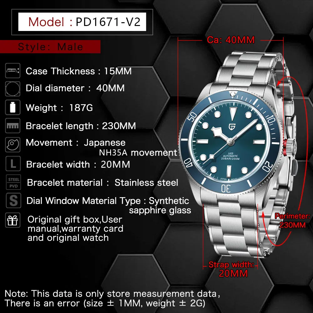 PAGANI DESIGN 2024 New V2 BB58 Men's Watches Luxury Automatic Watch For Men TMI NH35A Mechanical Wristwatch 100M Waterproof 2024