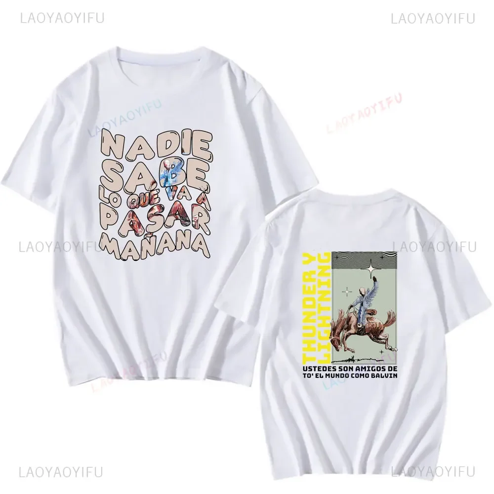 Bad Bunny Men Printed T-shirt New Album Nadie Sabe Lo Que Va Pasar Manana Vintage Short Sleeve Cotton Classic Women Tees Clothes