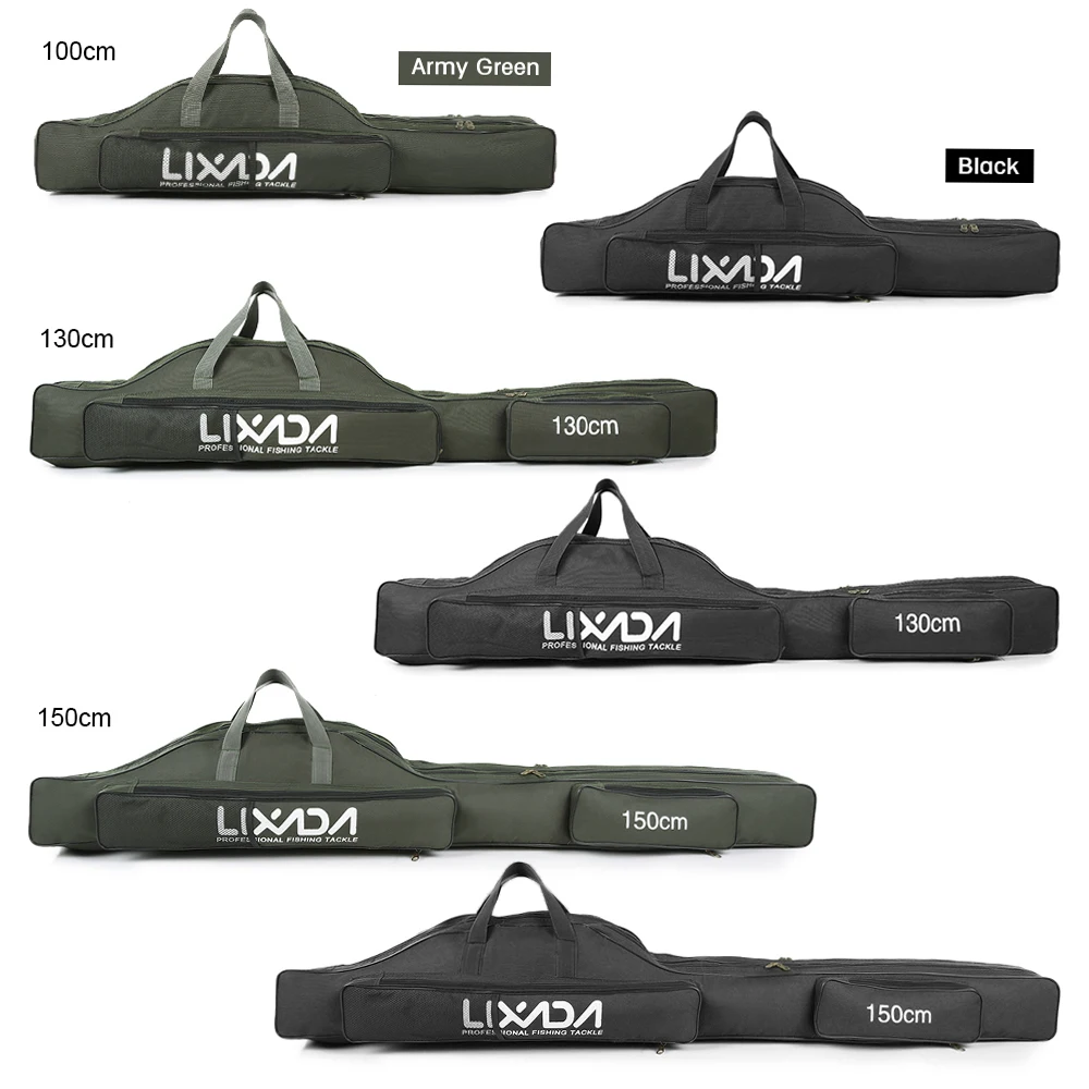 Lixada Fishing Bag Portable Folding Fishing Rod Reel Bag Fishing Pole Gear Tackle Tool Carry Case Carrier Travel Bag Storage Bag