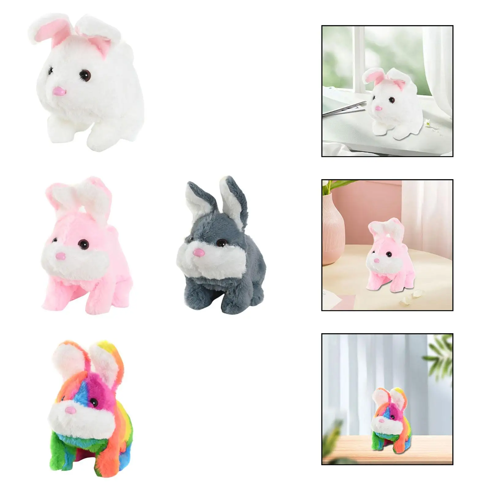 Electric Bunny Plush Toy Birthday Gift with Sound Cute Creative Stuffed Animal Realistic Bunny Toy for Kids Boys Girls Children