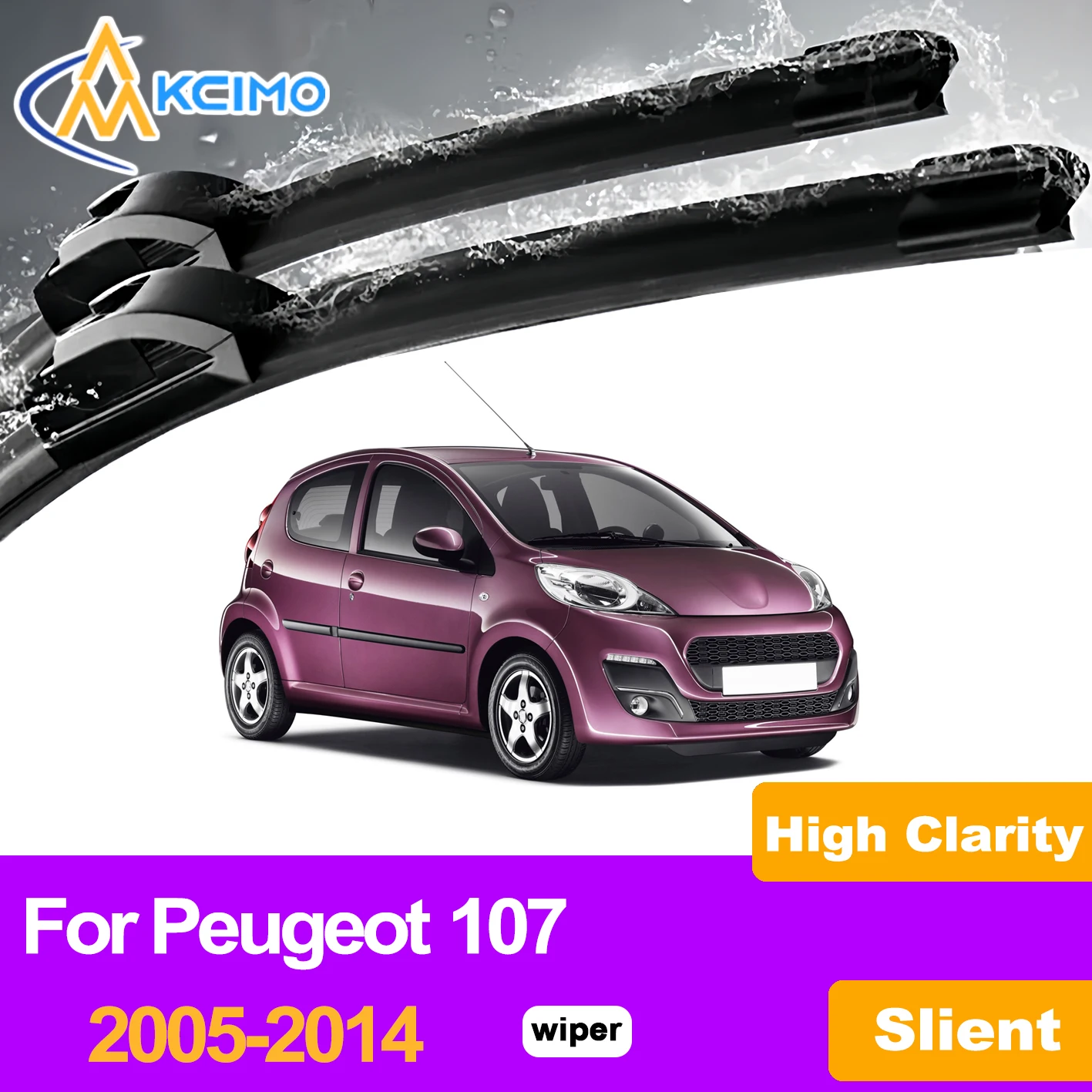 

KCIMO 2PCS Front Windshield Wiper Blades For Peugeot 107 2005-2014, High Quality Rubber No Chatter No Streak Car Accessories