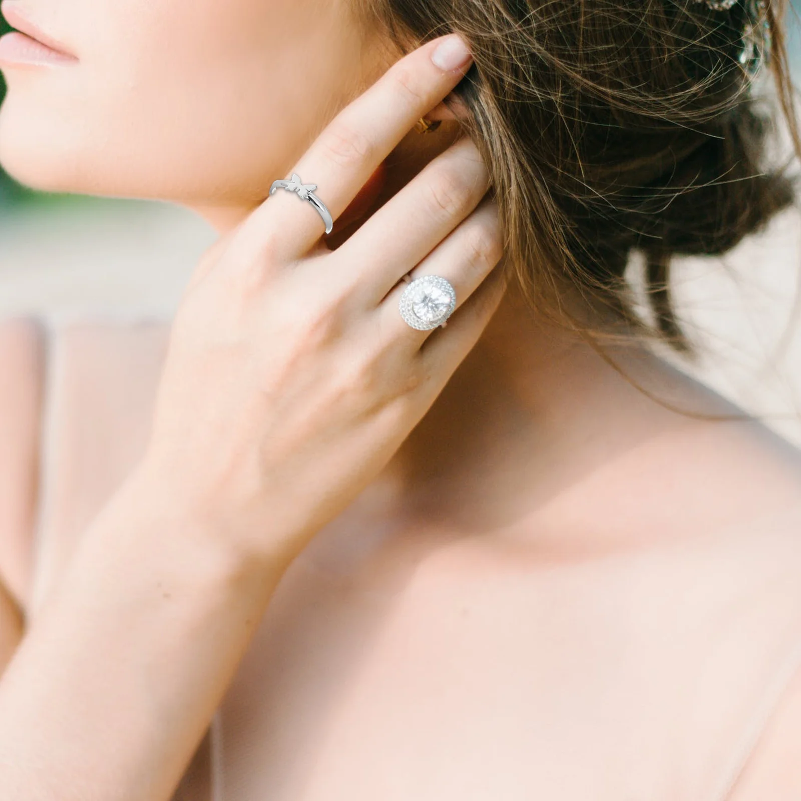 

2Pcs Butterfly Couple Rings Creative Stylish Decorative Finger Rings Comfortable Fit Ideal Romantic Gift for Him and Her