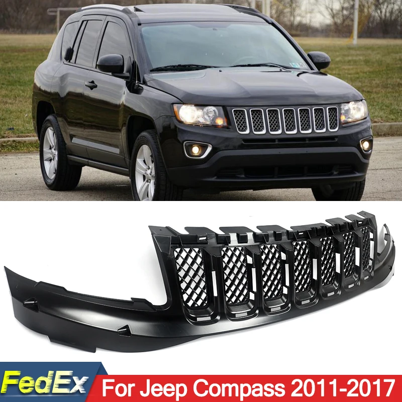 

SAIQINGSP Fit for 2014-2017 Jeep Compass Direct Replacement Front Upper Bumper Grille Car Accessories Tools