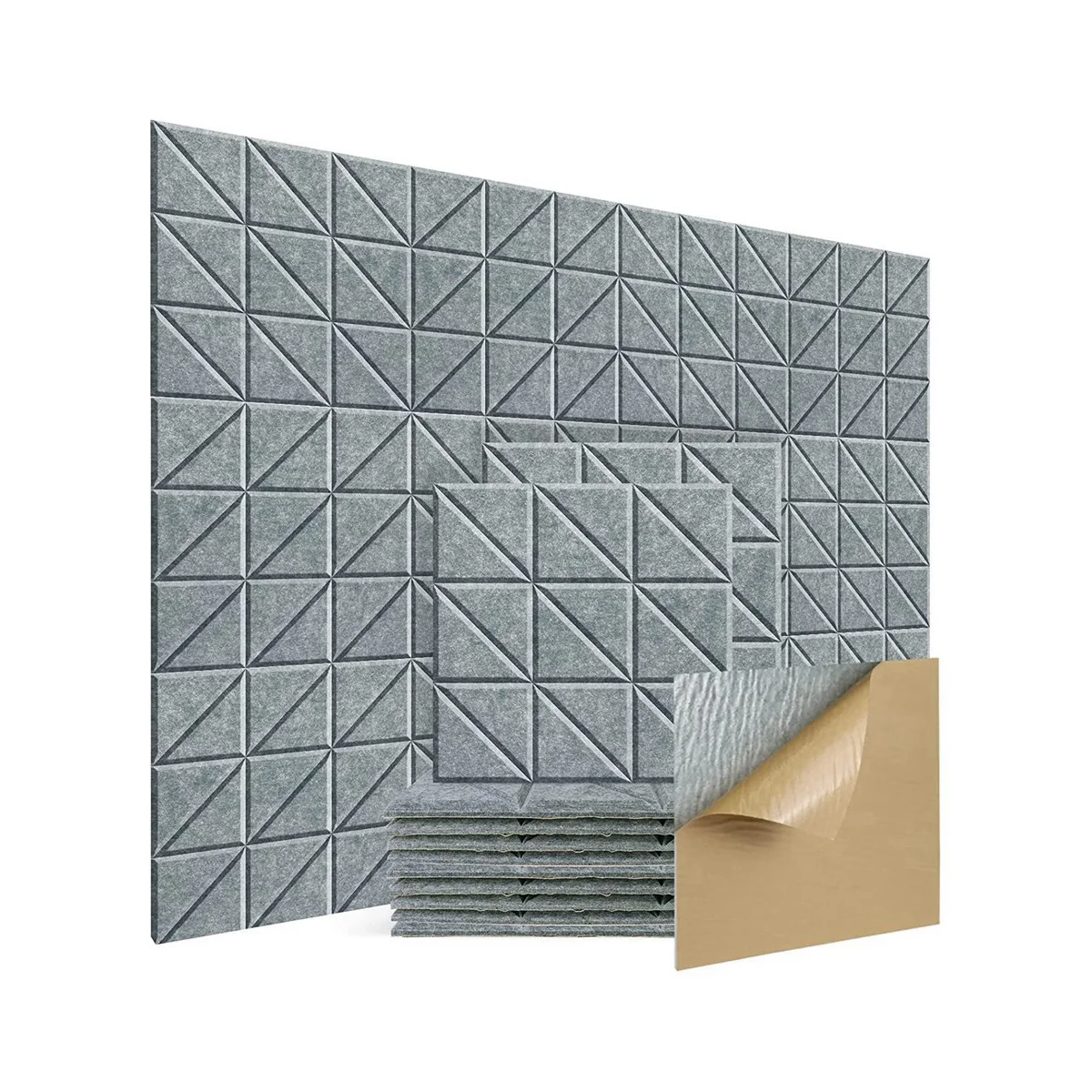 

Self-Adhesive Acoustic Panels, 12Pcs 12X12X0.4Inch Sound Absorbing Panels, Decorative Soundproof Wall Panels D