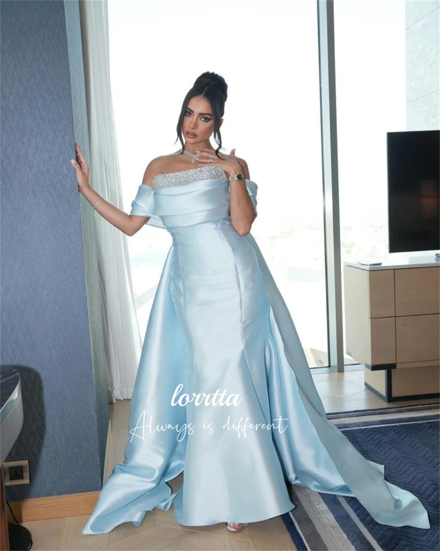 

Lorrtta Elegant Party Dress Glitter Decoration Evening Grace Luxurious Robe Soiree Wedding Dresses Customized فساتين سهرة