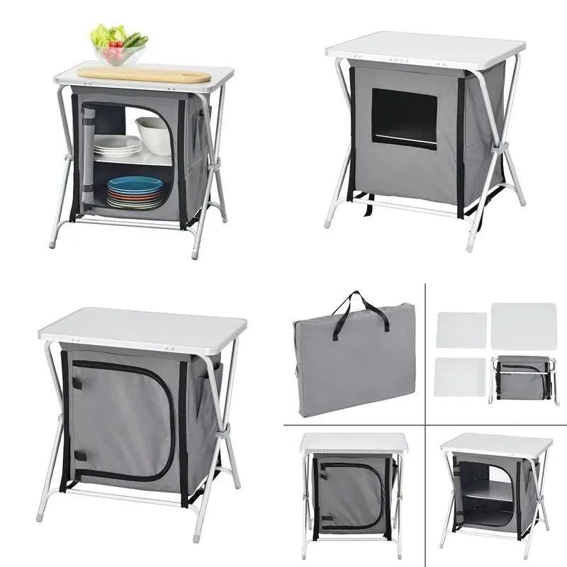 Popular Aluminum Camping Cabinet Folding Table for Picnic Barbecue Cooking