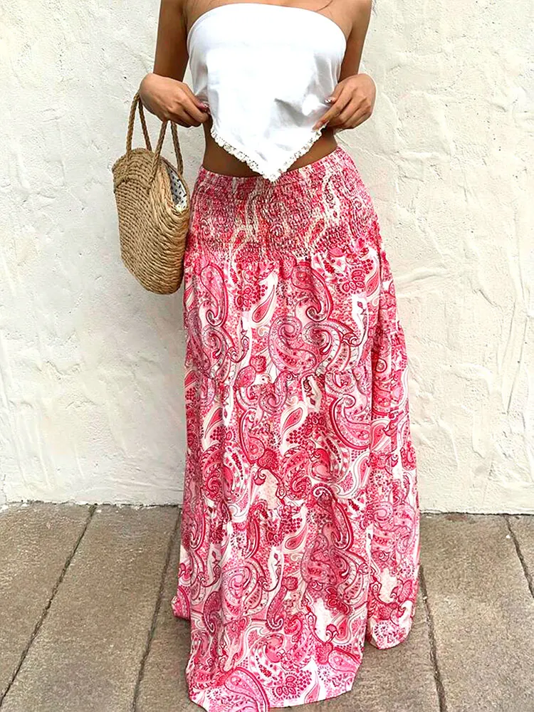 Frauen Maxi Rock Sommer Neue Streetwear Fashion Tie Dye Drucken Beiläufige Dünne Rock Elegante Weibliche Party Vielseitige Rock Kleidung