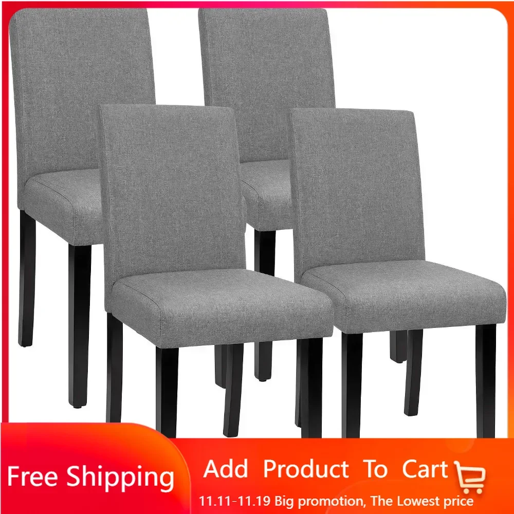 Dining Chairs Urban Style Fabric Parson Chairs Kitchen Living Room Armless Side Chair with Solid Wood Legs Set of 4