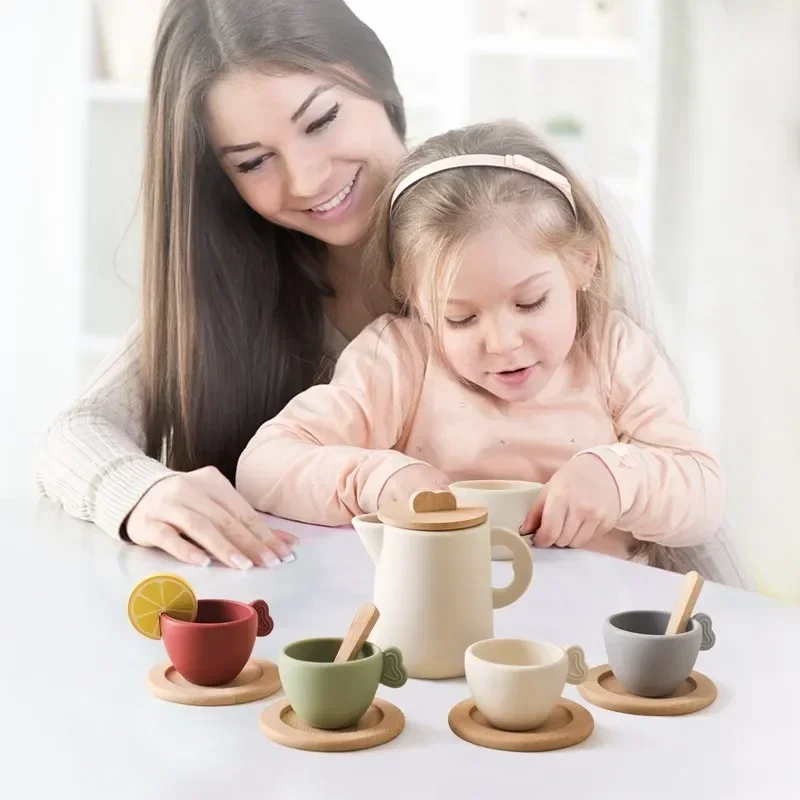 Baby Houten Montessori Speelgoed Speelhuis Afternoon Tea Set Model Puzzel Speelgoed Voor Baby Verjaardag Speelgoed Nummers Blokken Leren Speelgoed