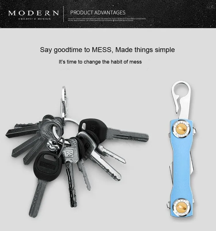 Organizador de llaves inteligente de aluminio para hombre y mujer, cartera creativa de viaje, 100%