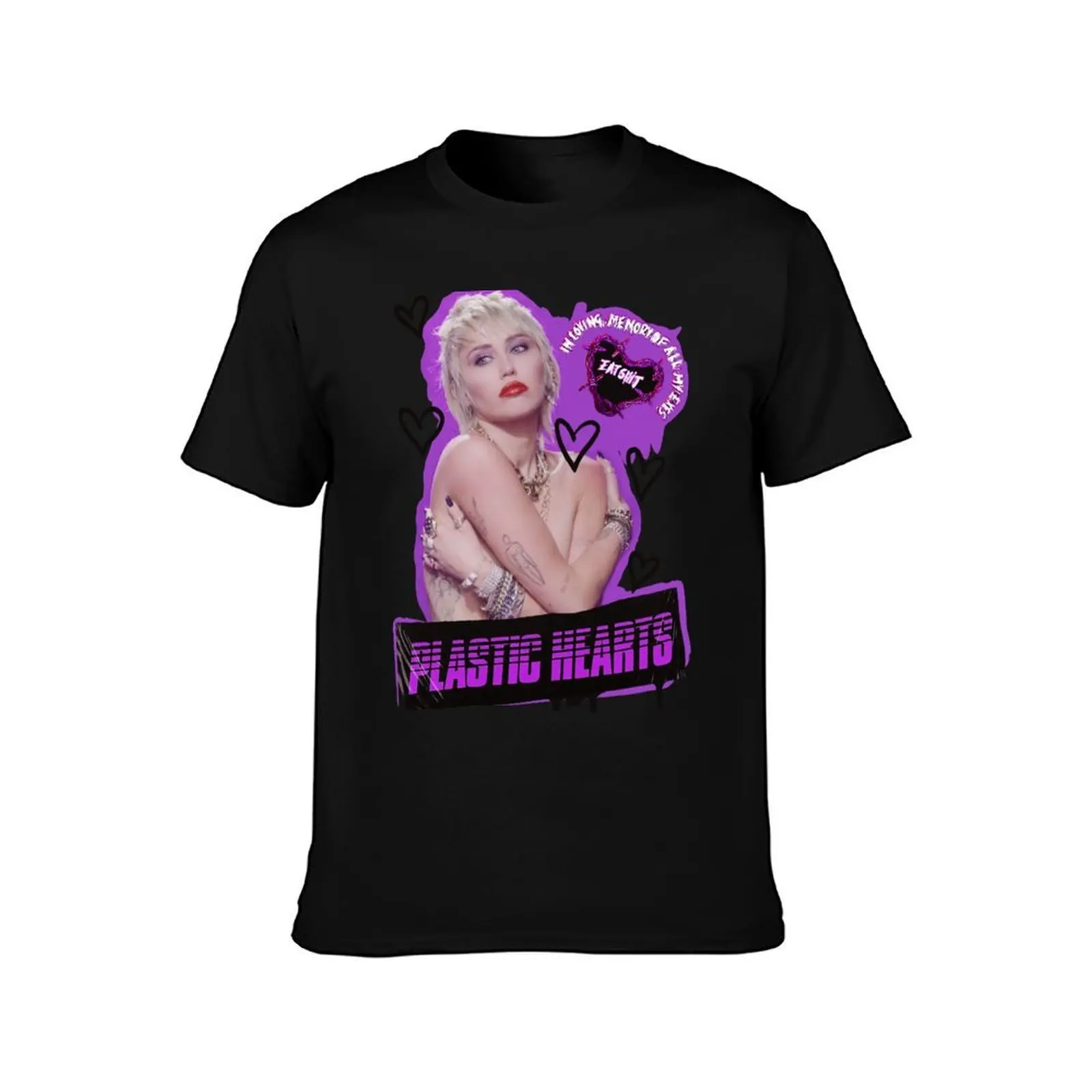 Plastic Hearts Miley Pink Midnight Sky T-Shirt, Summer Casual Cotton Tee, Oversized Streetwear Tops, Vintage Graphic Print