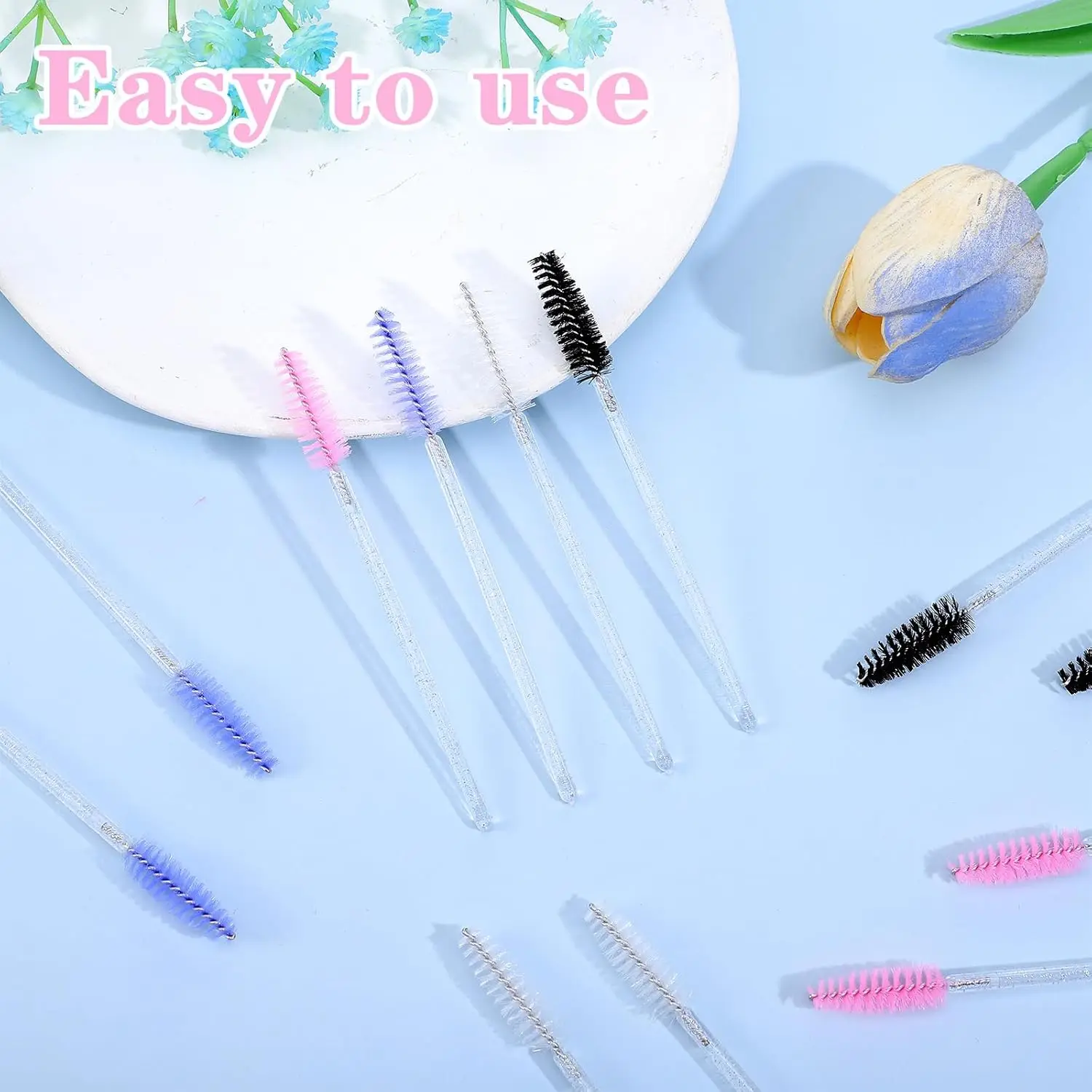 50 قطعة من فرش الرموش الكريستالية - عصا نباتية للاستعمال مرة واحدة للماسكارا والملحقات، لا تسبب الحساسية (الصالون والمنزل) #5