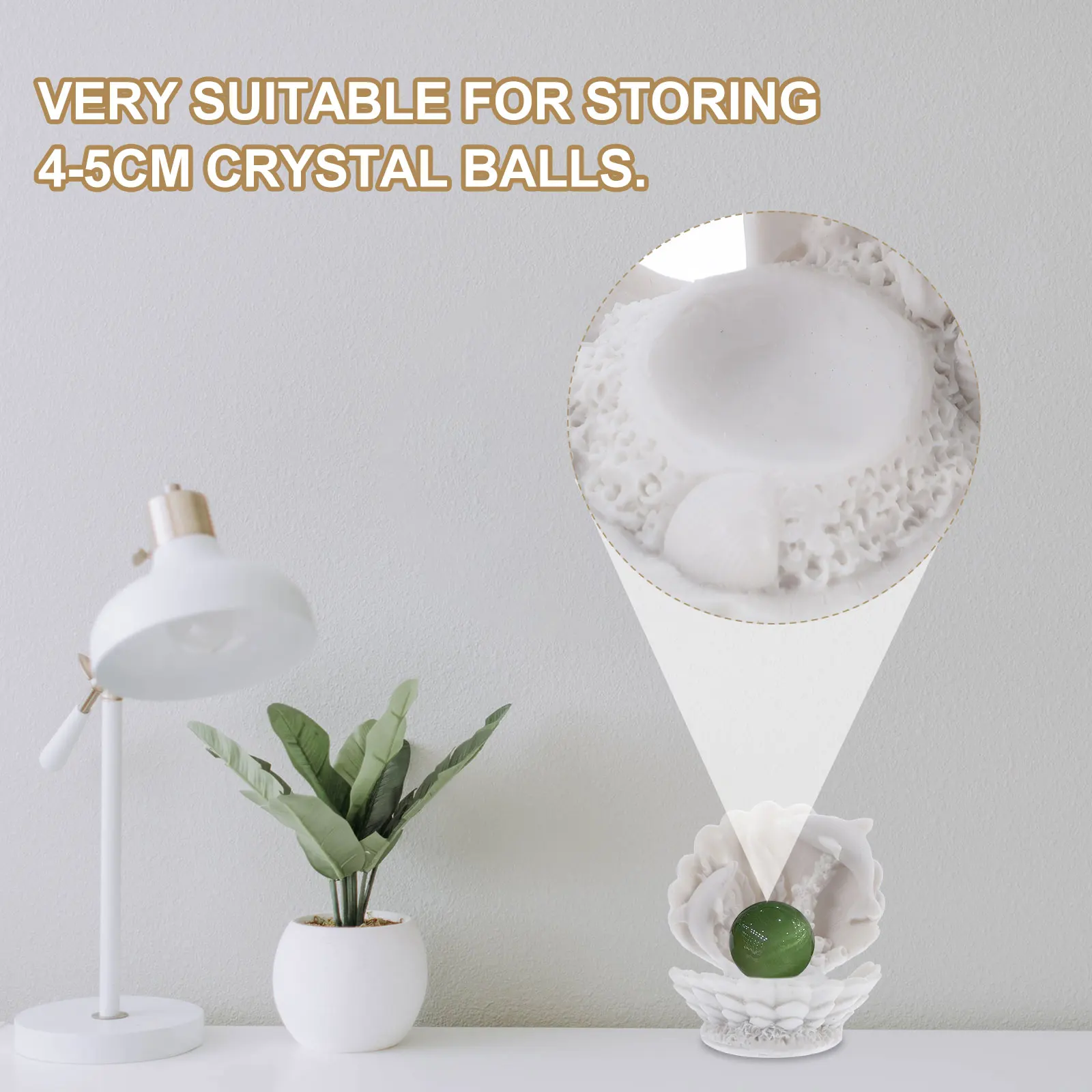 

1 pc Dolphin Shell Resin Crystal Ball Base Home Decor Desktop Ornament Gift For Family Friends Romantic Atmosphere