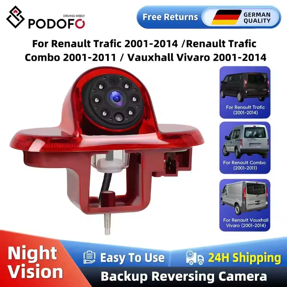 Podofo recul rétroviseur caméra de recul Vision nocturne feu stop pour Renault Trafic 2001-2014 pour Renault Trafic Combo 2001-2011