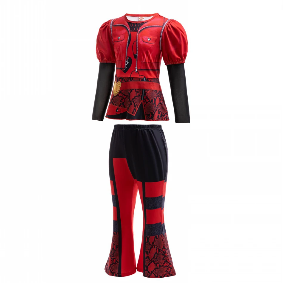 Halloween Descendants film Cosplay Costumes For Kids Movie Rise Red Chloe Princess Dress Girls Jacket Coat Pants Uniform