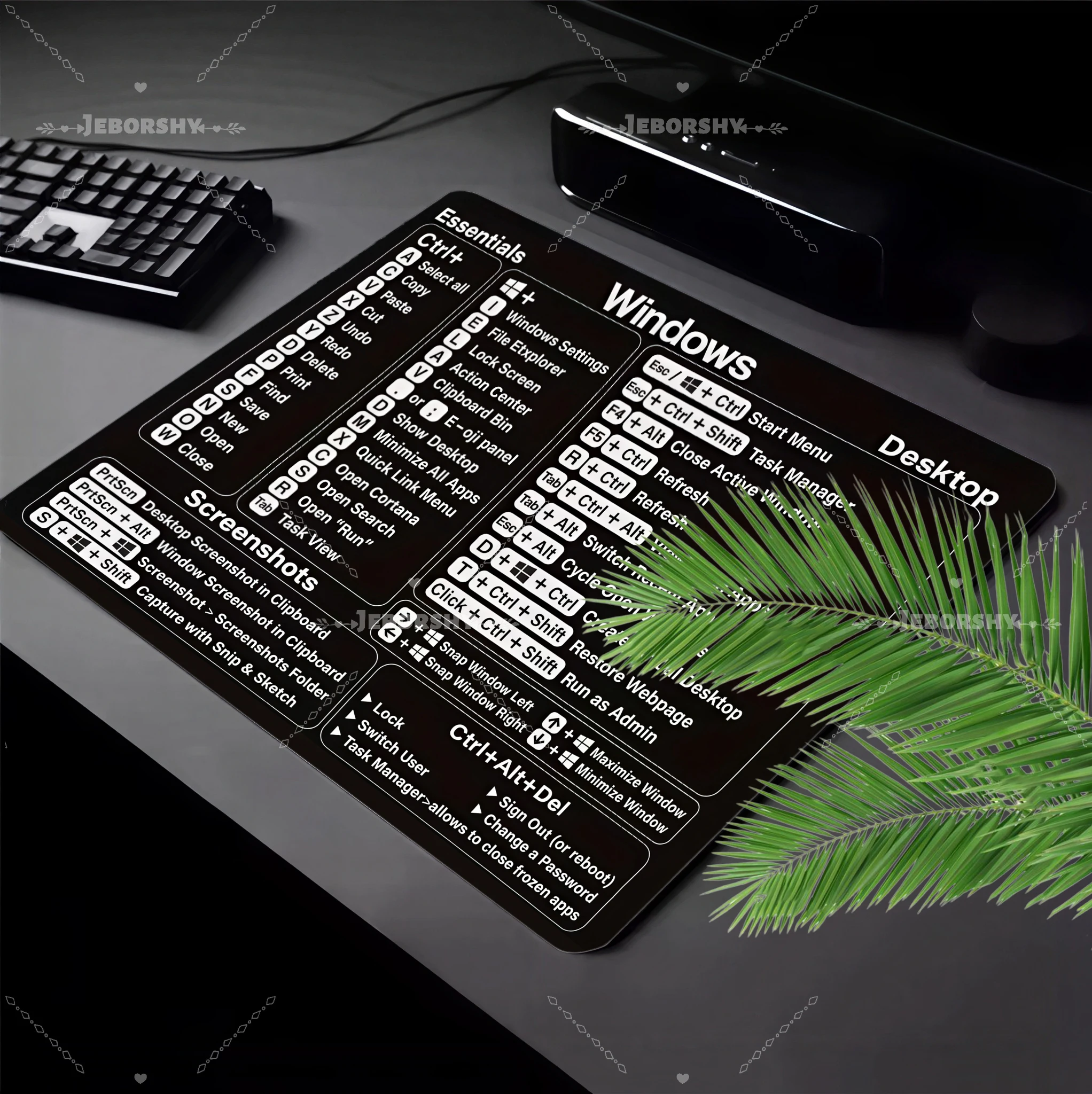 Commands Small Mouse Pad Excel Shortcuts Keys Mousepad for Office and home use beginners Programmer Stitched Edge Mat 250x290mm