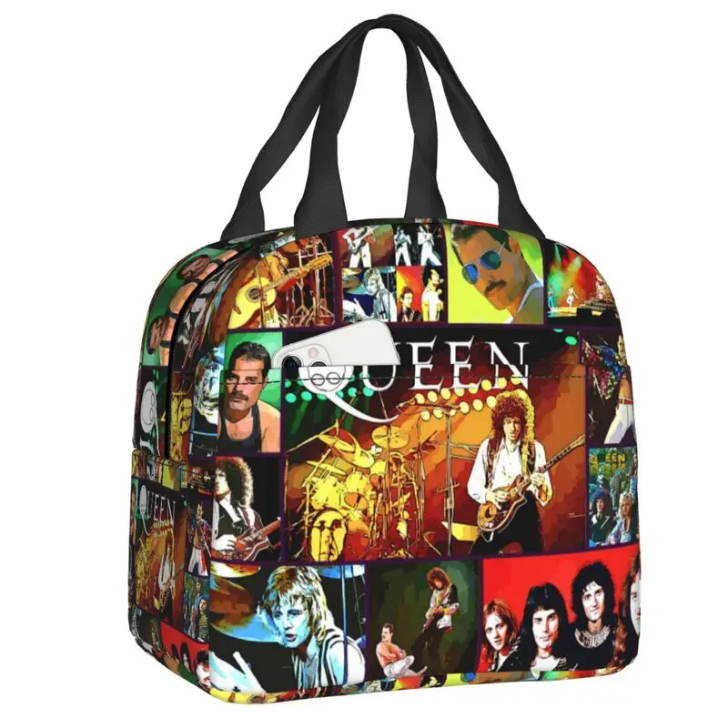 

Freddie Mercury Queen Band Изолированные сумки для обеда для улицы пикника Водонепроницаемый термоохладитель Bento коробка для женщин и детей