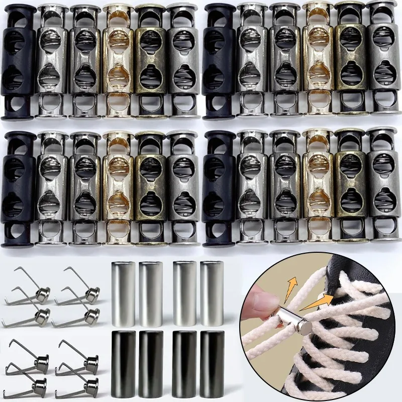 

10Pcs/set Handmade Double Hole Head Shoelaces Buckles Metal Vintage DIY Sewing Tool Drawstring Stopper Toggles Cord Lock Clasp