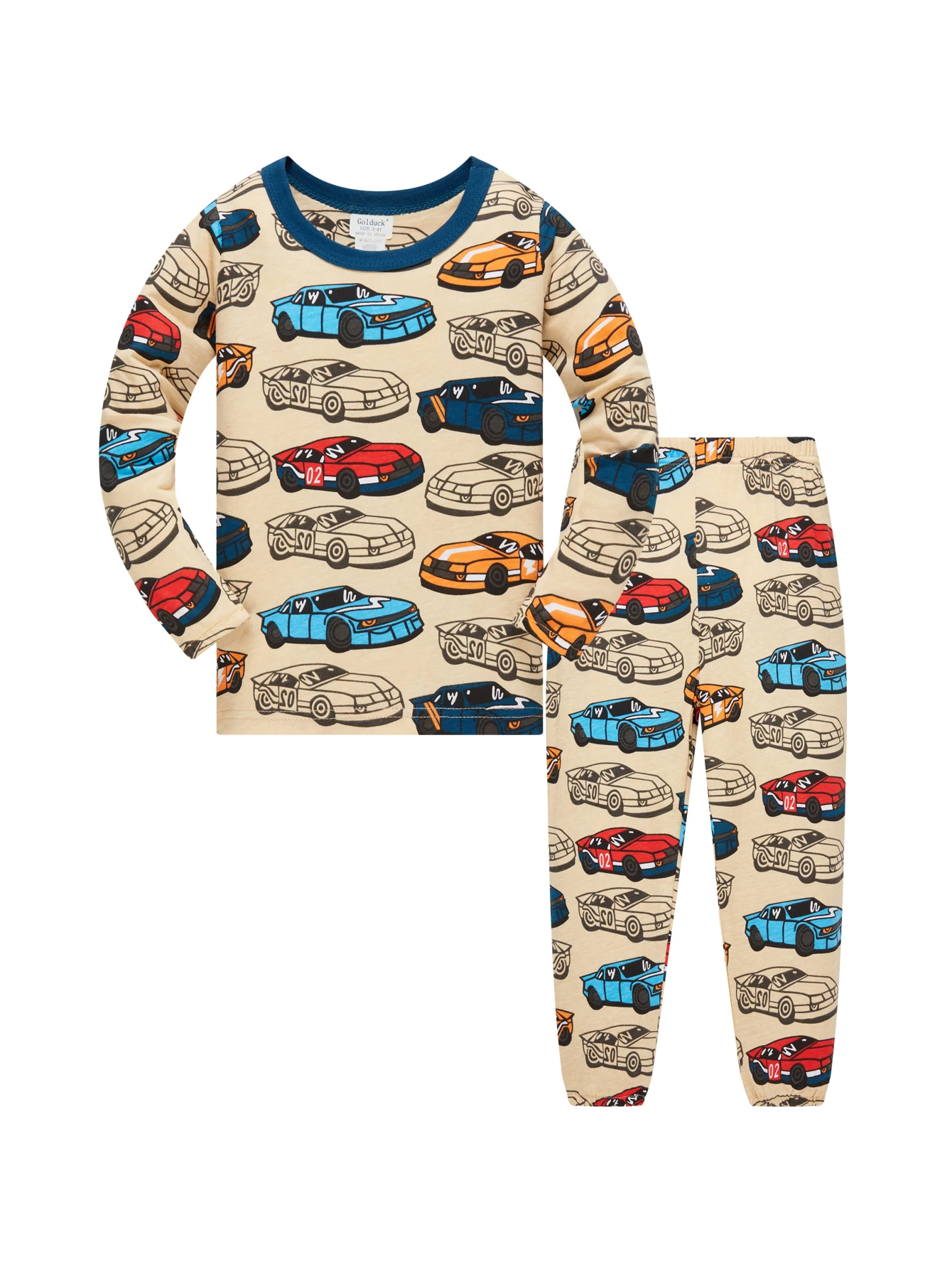 Kinderkleidung 100% Baumwolle Schlafanzug-Set für Jungen, Vollbedrucktes Cartoon-Auto Kinder-Schlafanzug-Set für 1-8 Jahre – Detail 3