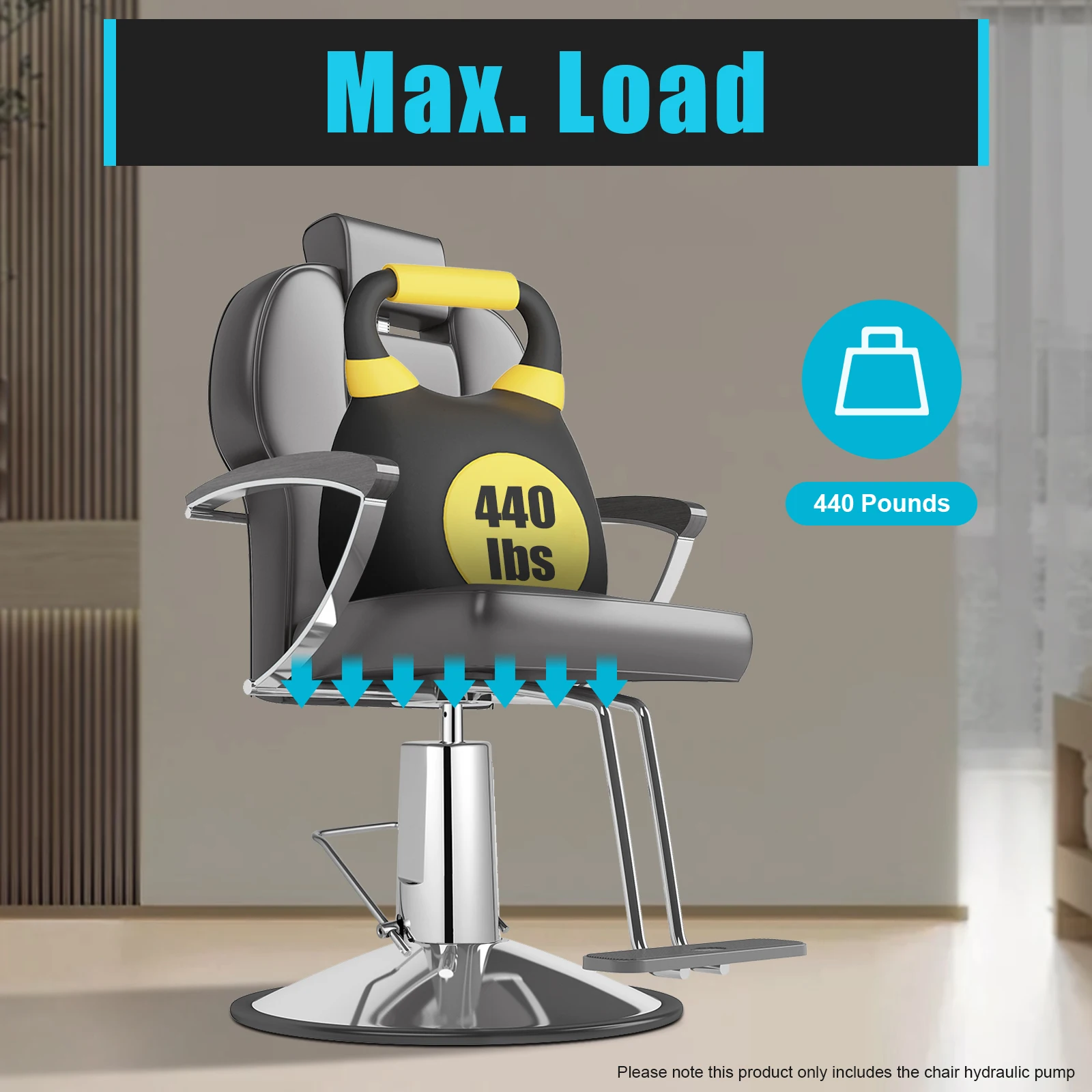 Substituição da bomba hidralica da cadeira de 11cm/4.3in ajustável para o escritório do salão de barbeiro, furo diagonal da base universal 115mm/4,53in