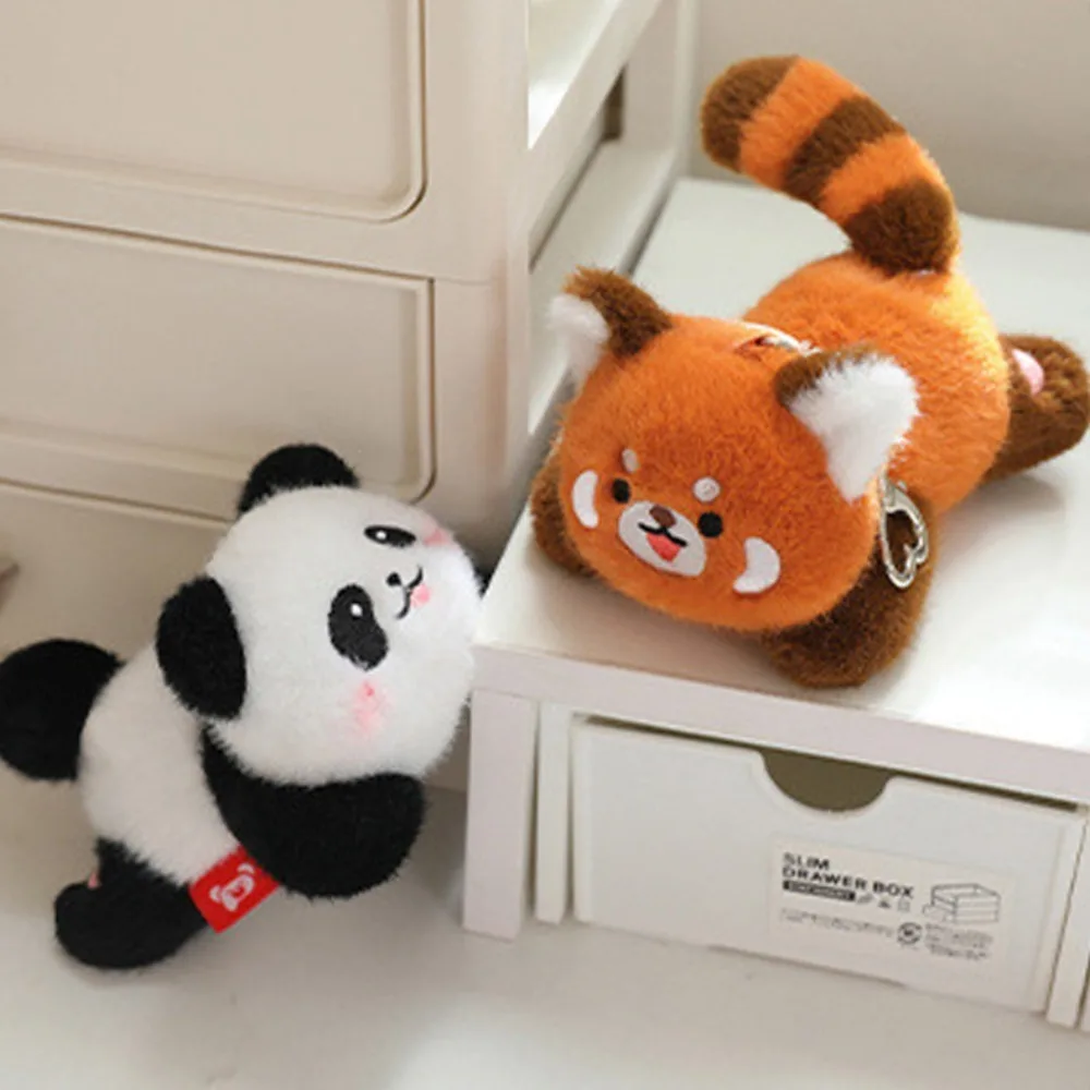 Kinderen cadeau roterende staart Panda sleutelhanger dier gevulde Panda hanger leuke cartoon wasbeer sleutelhanger