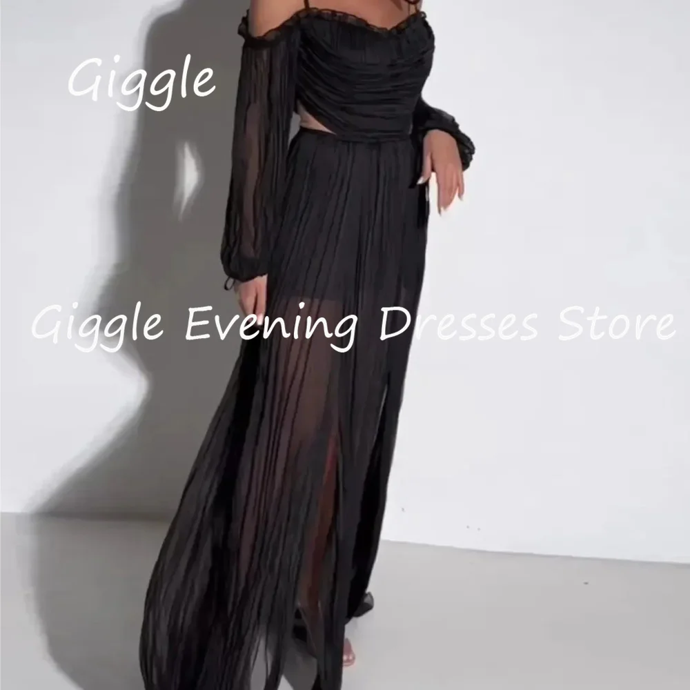 Giggle-vestido Formal de gasa con volantes para mujer, traje largo hasta el suelo con escote corazón, para fiesta de noche, 2023