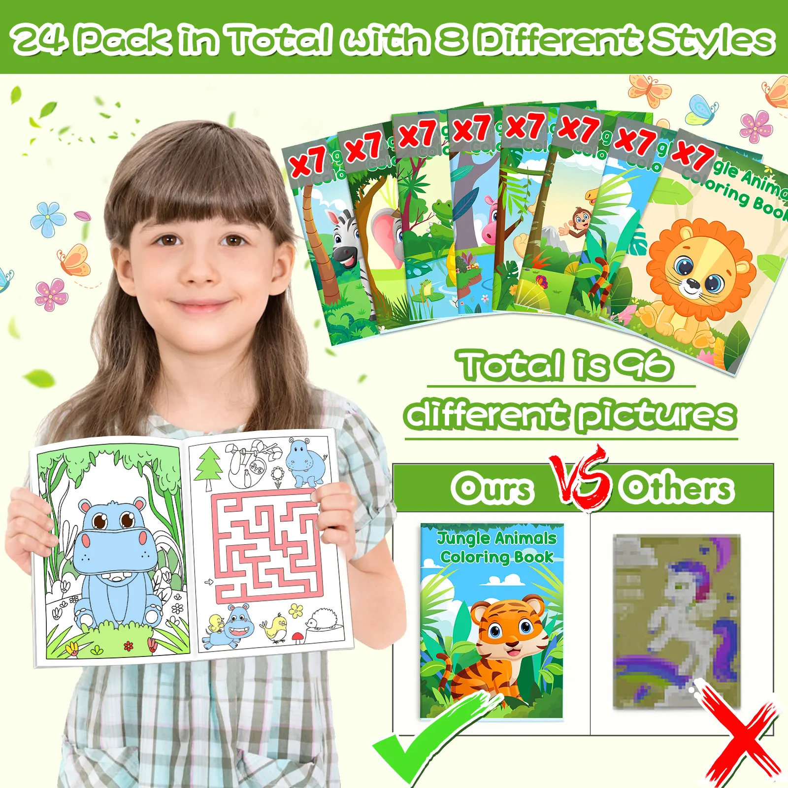 24Pcs Safari Animals Mini Activity Books Kids Jungle Safari Animals Coloring Books for Party Favors Birthday Gifts Goodie Bag