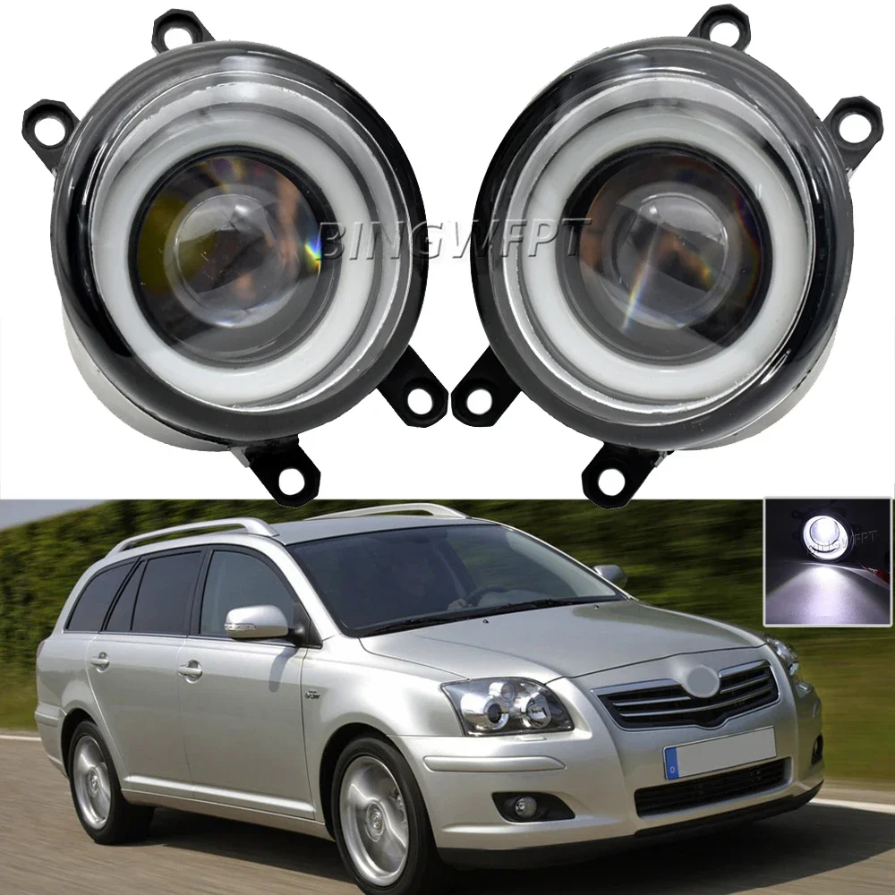 Car DRL Fog Driving Lamp LED Lens For Toyota Avensis Estate Saloon Hatchback T25 2003-2008 Angel Eye Fog Light