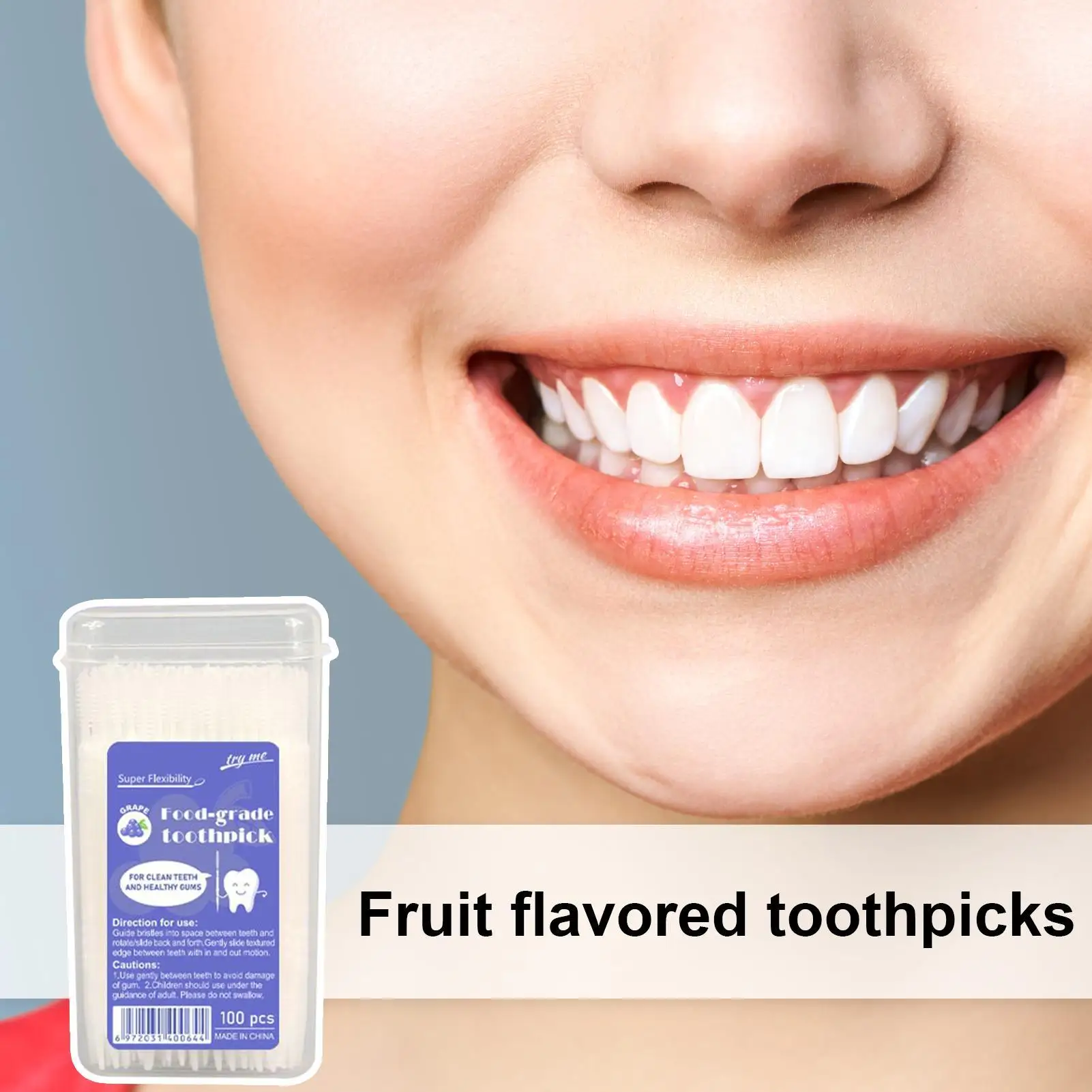 Flavored Toothpicks Double-Head Fruit Flavored Toothpicks 100 Pieces Fishbone-Shaped Refreshing Stain Remover For Mouth Care