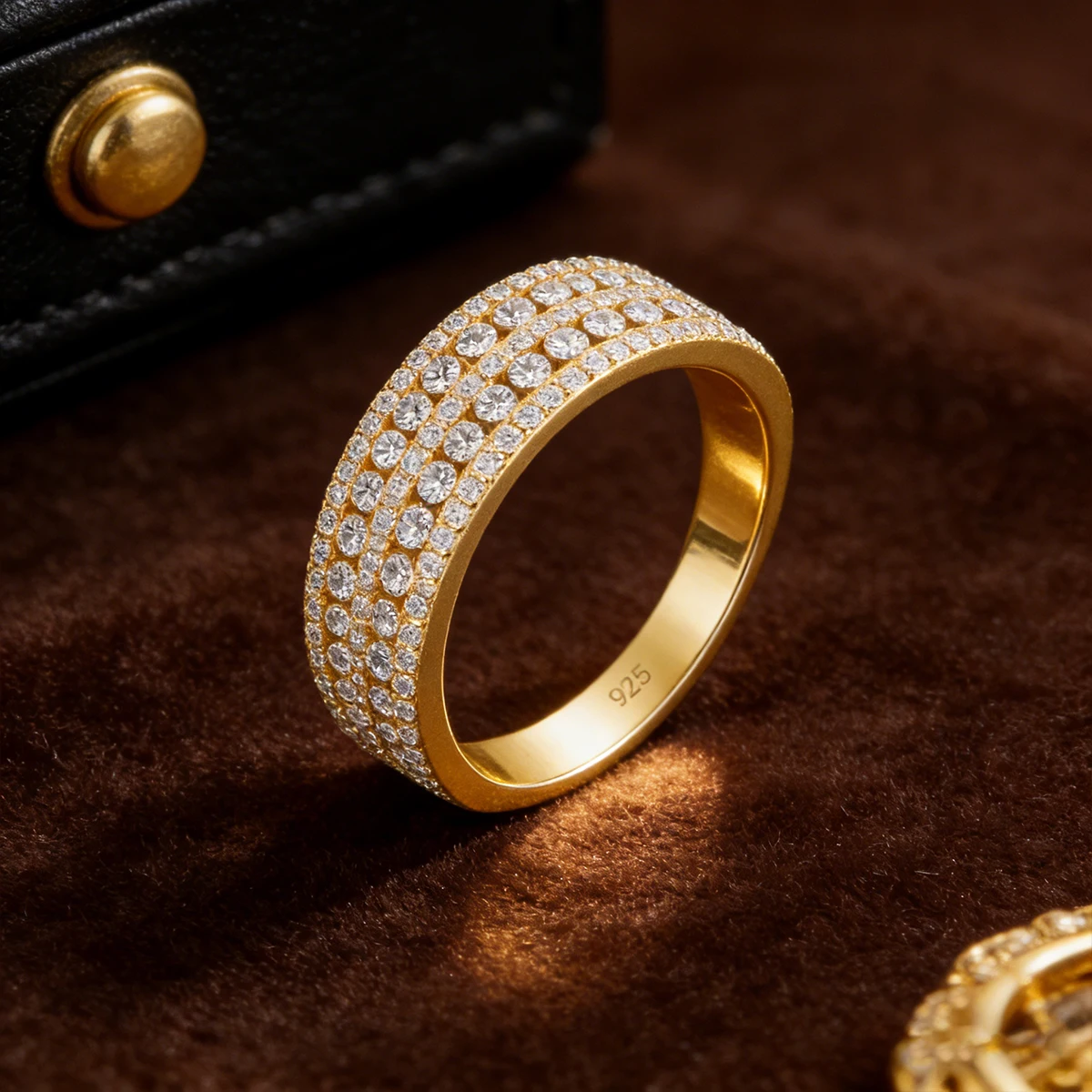 

Full Moissanite Row Ring 925 Sterling Silver Stacked Rings Luxury Half Eternity Wedding Multi-Layered Ring Engagement Jewelry