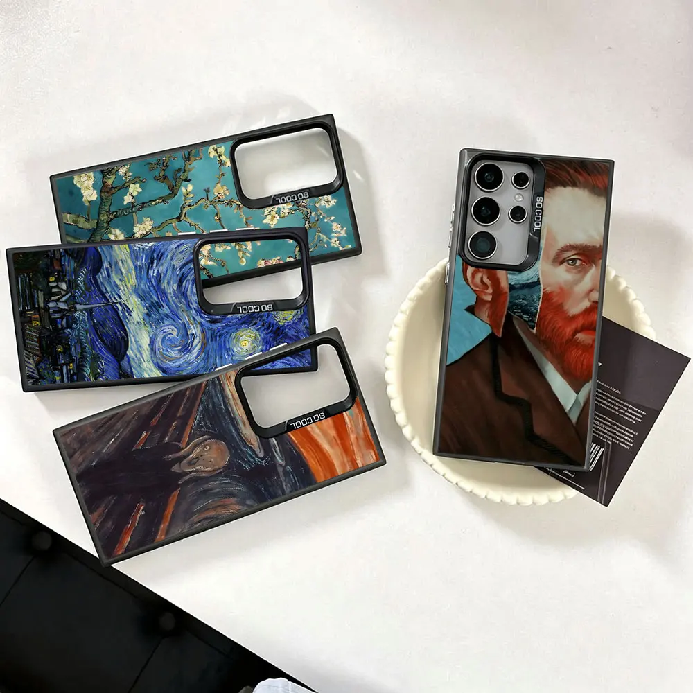 Case For Samsung Galaxy S26 S24 S25 Edge S22 S21 Plus S23 Ultra S20 FE 2022 Black Phone Cover Paintings Starry Night Van Gogh