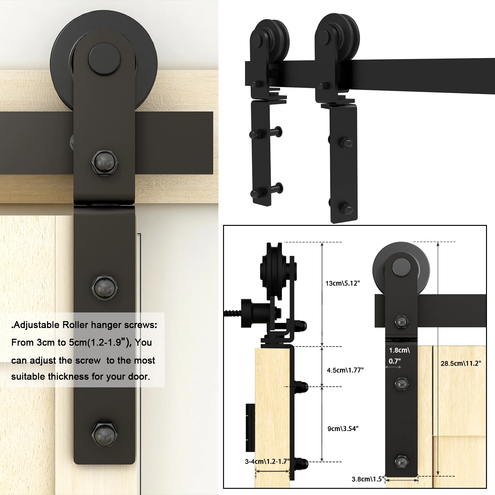 CCJH Kit Hardware per porta da fienile scorrevole Bi-pieghevole I Shape Roller Track Kit per 2 porte senza intoppi facile da installare senza porta