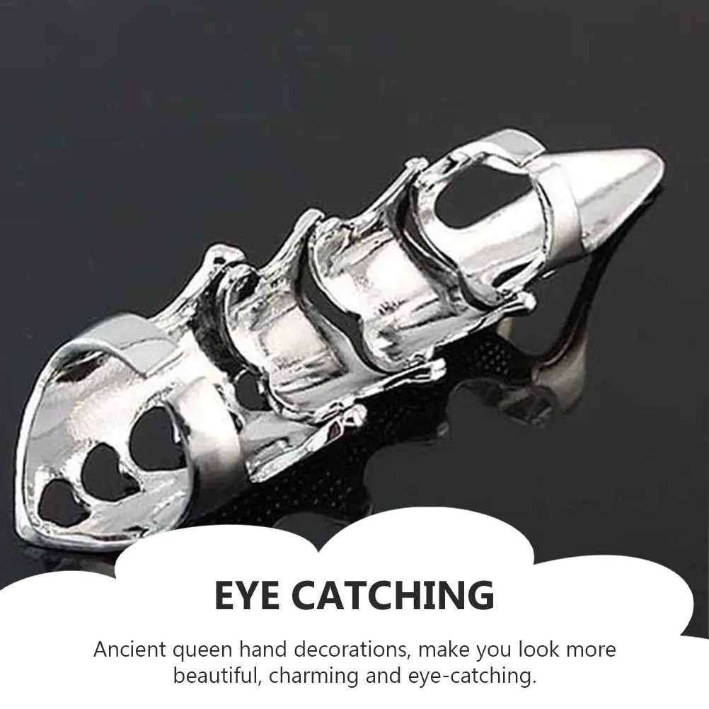 

3Pcs Metal Hollowed Out Nail Ring Set Alloy Fingernail Claw Rings for Performance Cosplay Dance Fingertip Protector Decoration