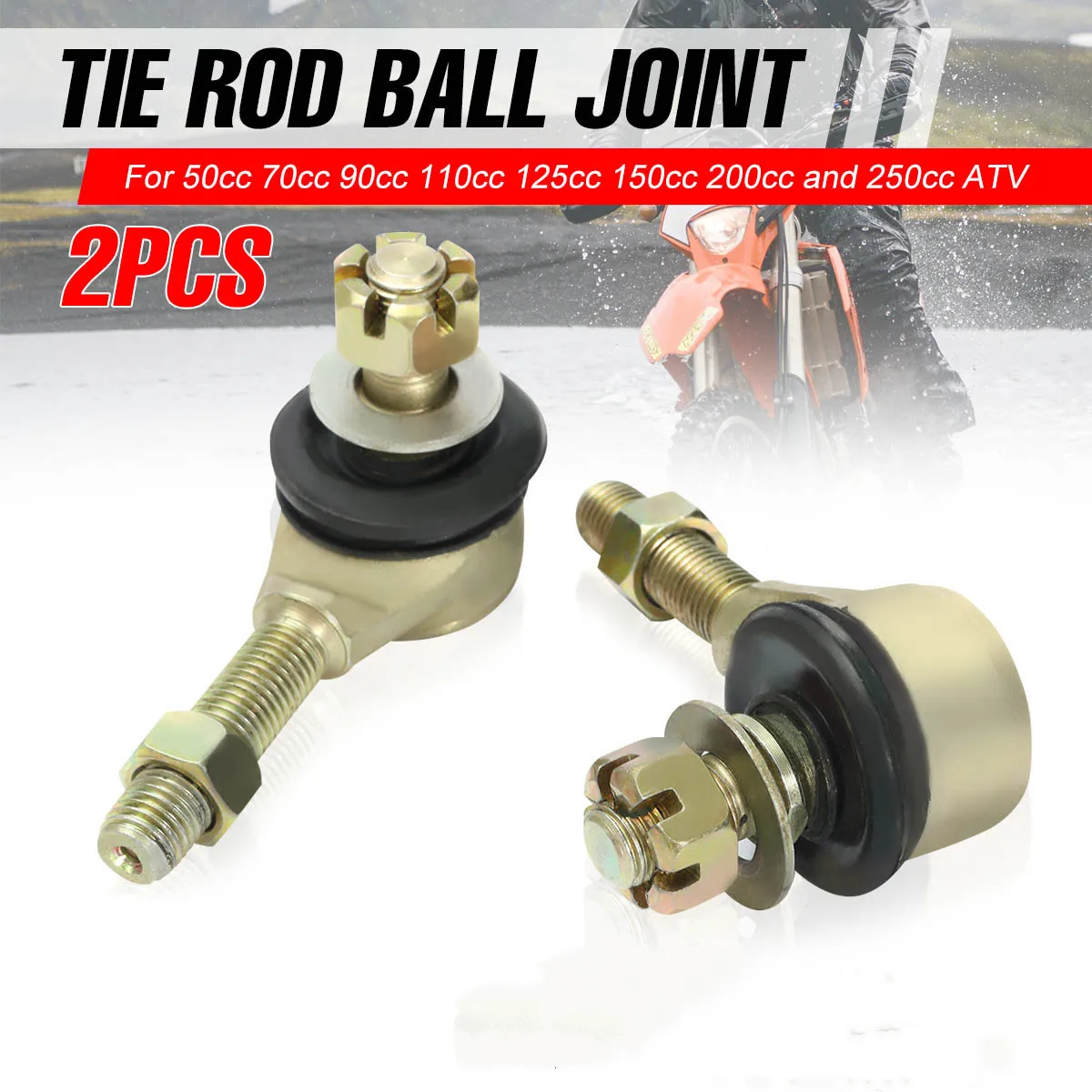 1 Pair 10mm M10 Tie Rod Ball Joint for 50cc 70cc 90cc 110cc 125cc 150cc 200cc 250cc 300cc ATV Karting Quad Bike 4-wheeler