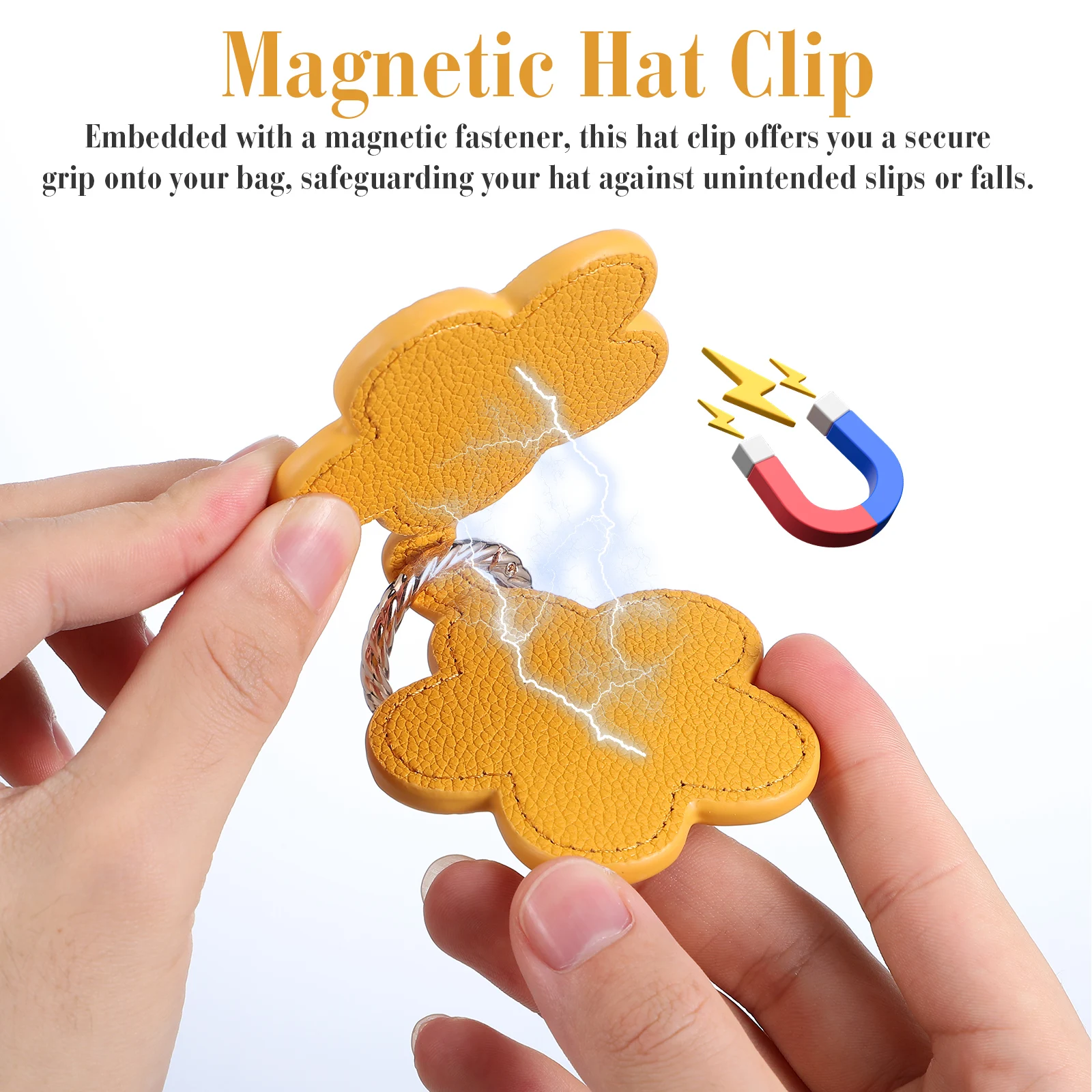 

Magnetic Hat Clip For Travel Floral Design Pu Secure Retainer For Bag Wide Brim Sun Hat Organizer Accessories Golf