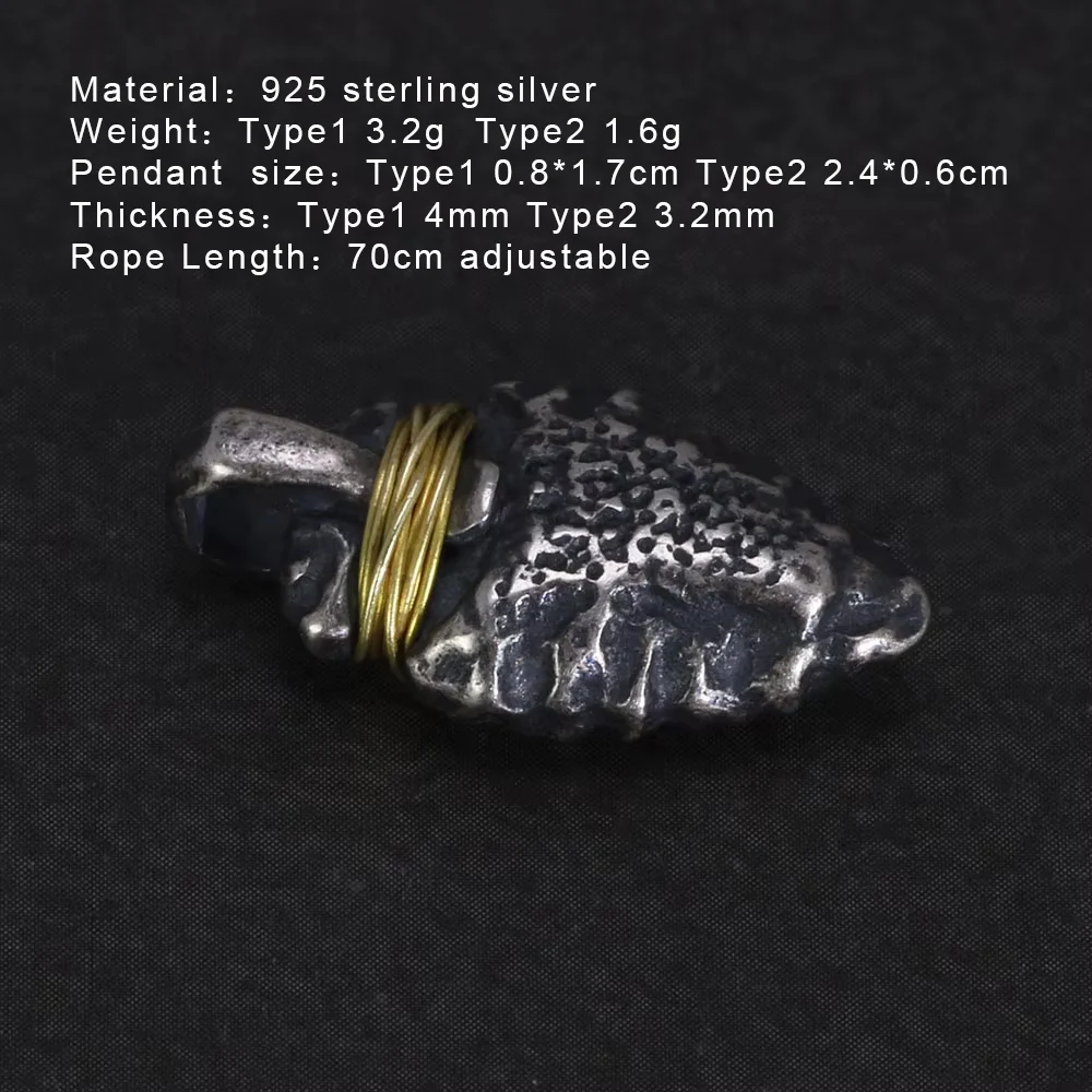 925 Sterling Silver Viking Spearhead Pendant For Men and Women Handcrafted Wrapped Brass Wire Charm Accessories Making Jewelry