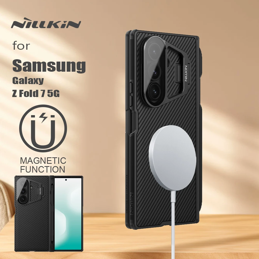 

Nillkin For Samsung Galaxy Z Fold 7 5G Case Magnetic Camshield Prop with Customs S-Pen Transparency Camera Stand Protect Cover