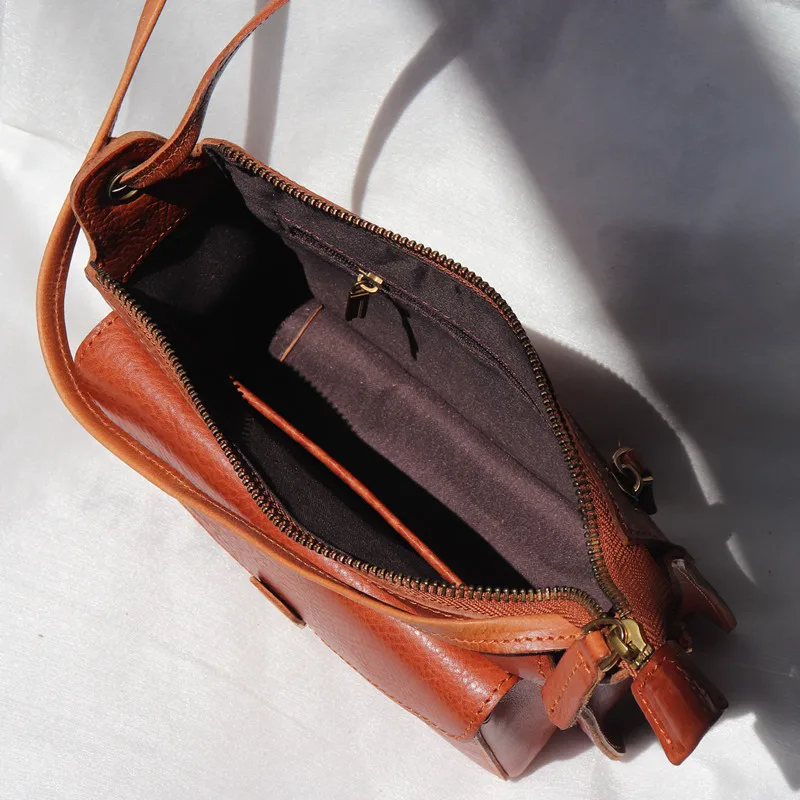 Natural Leather Crossbody Bag Women Shoulder Bag Retro Genuine Cowhide Square Small Bag Luxury High Quality Ladies Messenger Bag