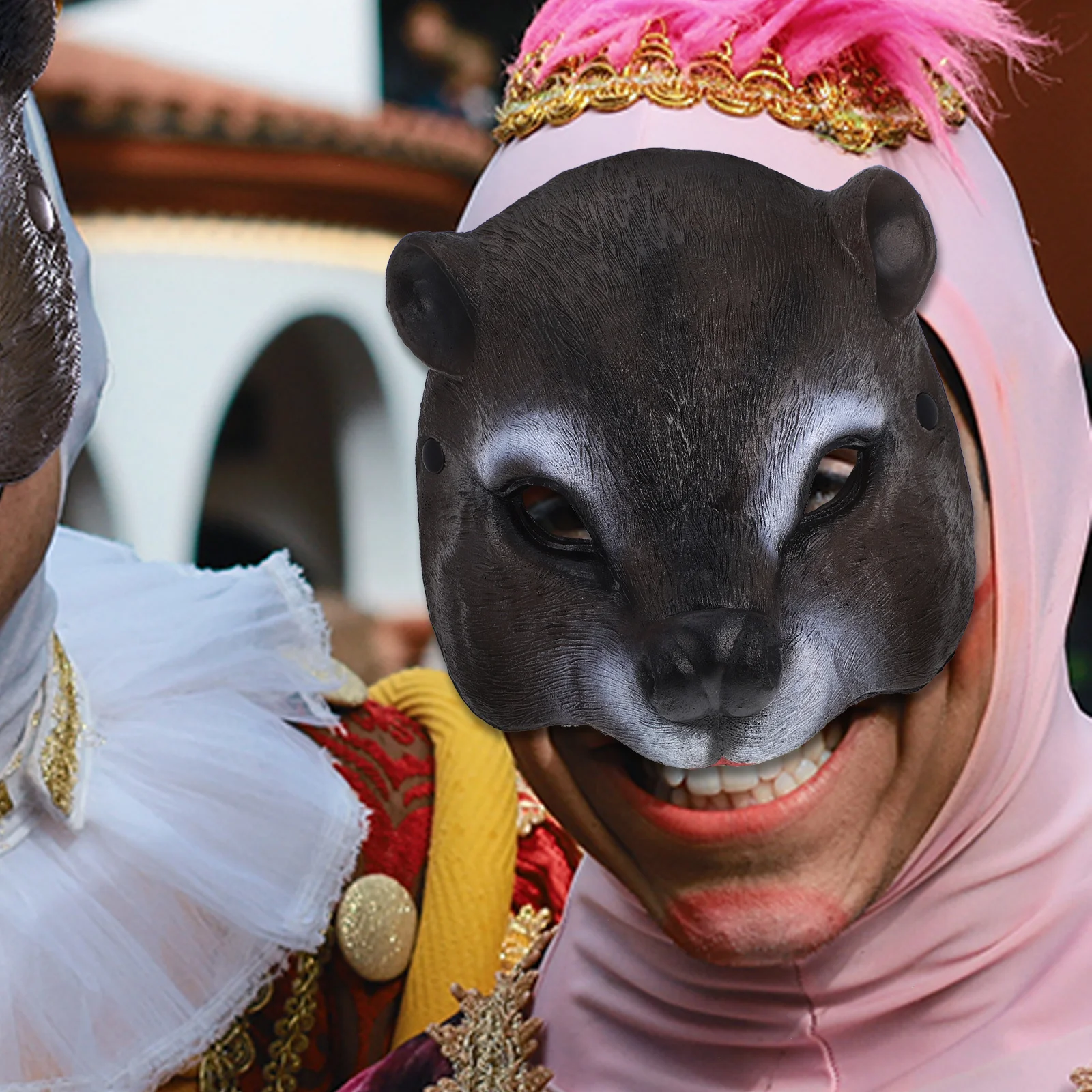 

Squirrel Face Mask Half Cover Design Premium PU Adult Size Cosplay Costume Party Masquerade Wearable Accessory