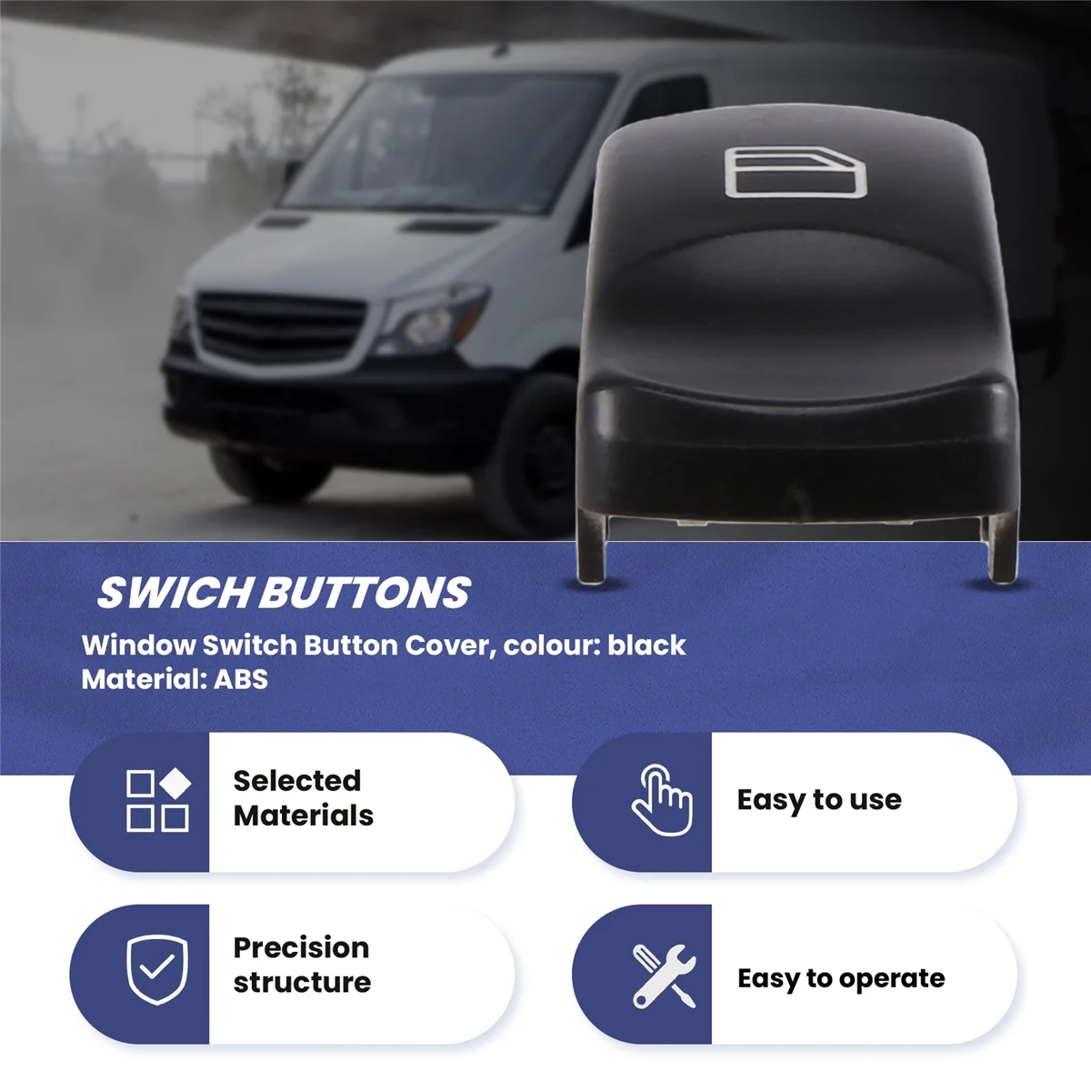 لمرسيدس سبرينتر W906 Crafter نافذة التبديل غطاء أزرار الجبهة اليسرى (الركاب) أ 6395451913