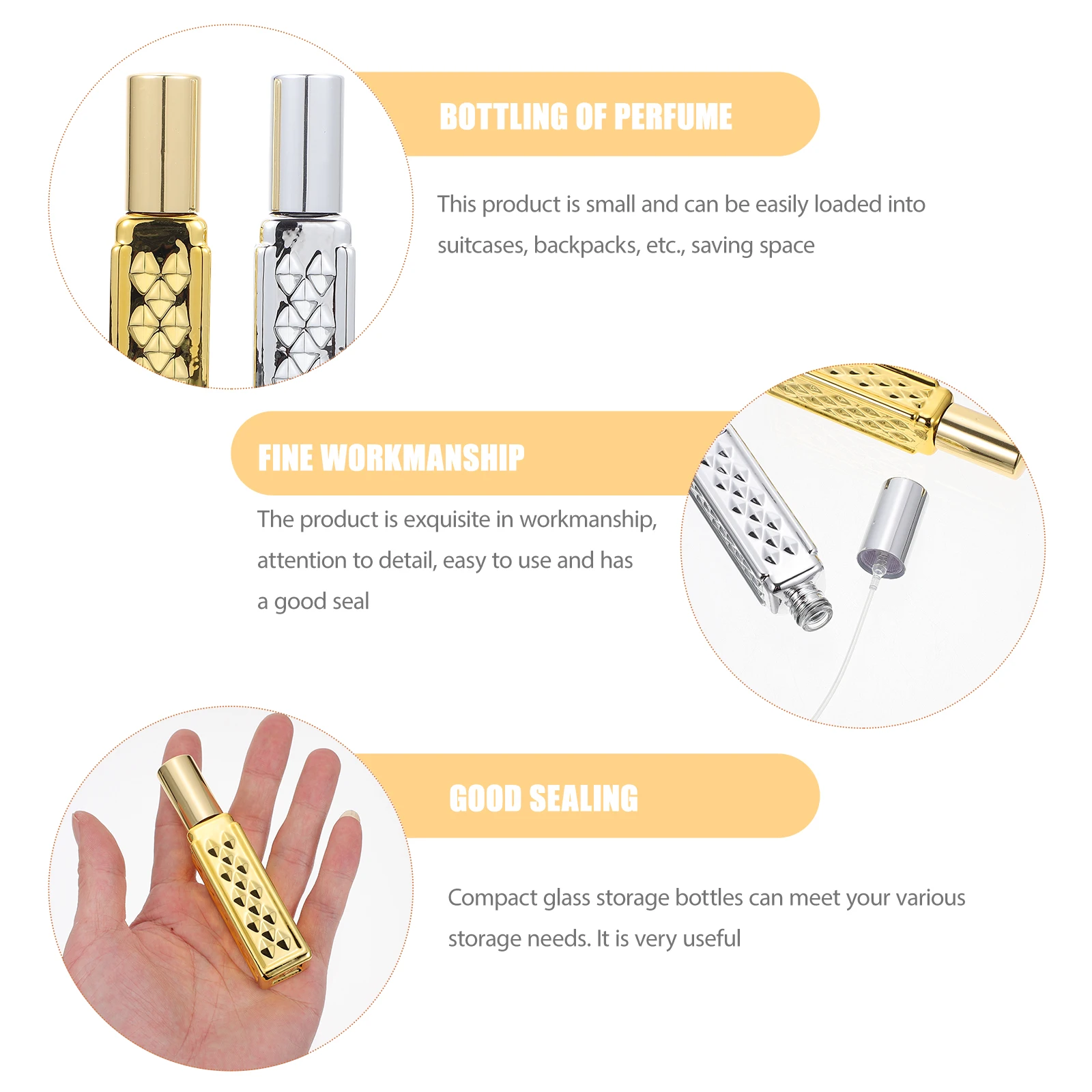 2Pcs Portable Glass Spray Bottles Perfume Storage Travel Bottles for Essential Oils and Lotions Mini Glass Spray Bottle