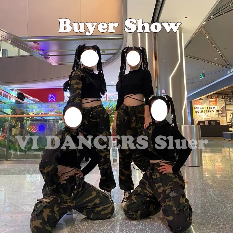 Kleding Streetdance Rave Kleding Meisjes Jazz Dans Kostuums Camouflage Hiphop Pak Hiphop Children 'S Hiphop Dance Performance Performance