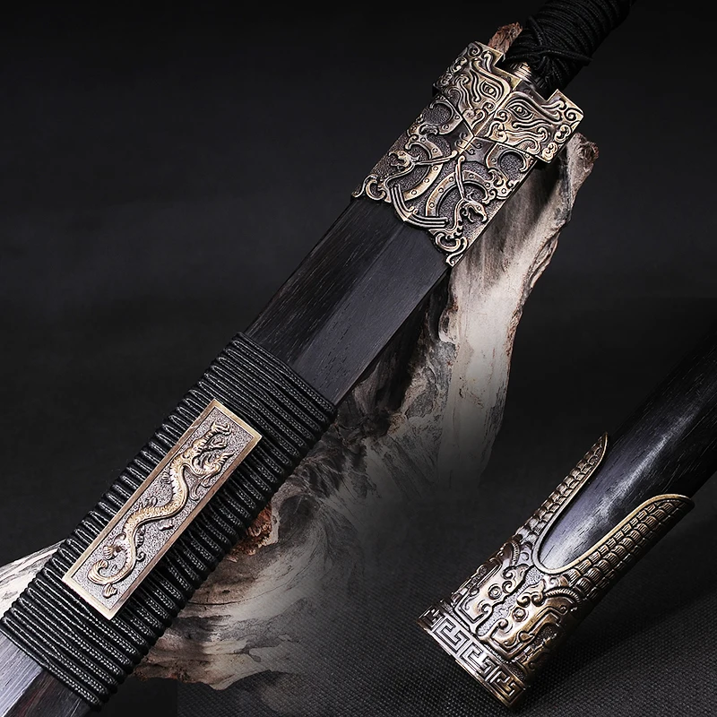 Full Size Real Metal Chinese Sword, Forged Damascus Steel Blade, Diamond Shape,Han Jian, Home Decoration Ornament - view 4