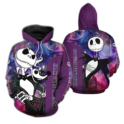 Spring and Autumn 2024 3D Printing TNBC Jack Skellington Unisex Couple Hoodie Children's Street Leisure Sports Large Pullover