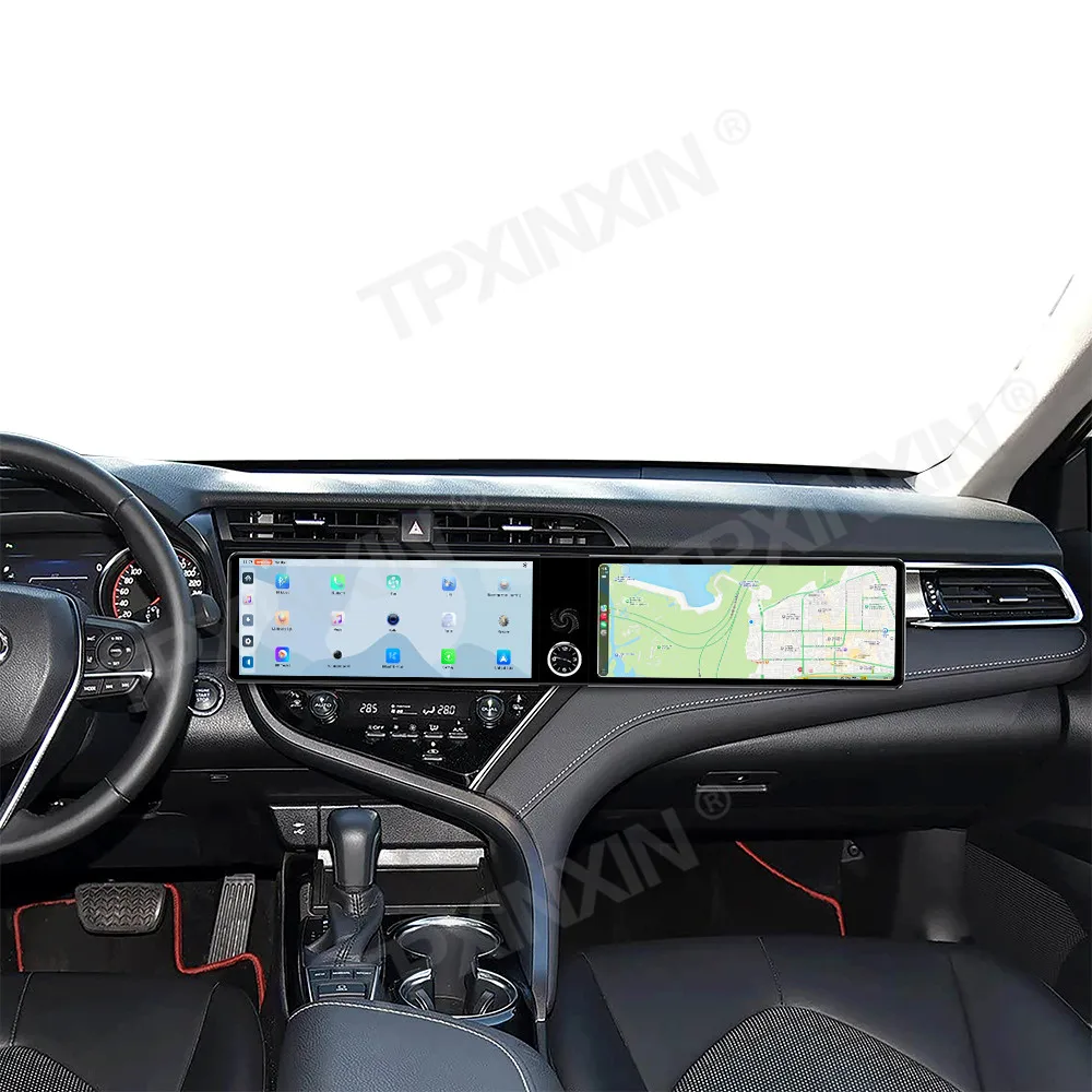 Dual 12.3 Inch Car Radio For Toyota Camry 2016-2019 Android 13 CarPlay HD Screen GPS Navigation Multimedia Player Head Unit