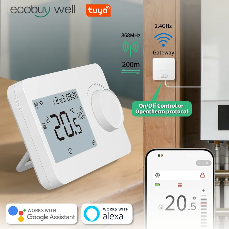 Opentherm Wi-Fi Heating Thermostat Wireless For Gas Boiler Thermostat Wifi Tuya Wi-Fi Connected Thermostat Heating Smart Life