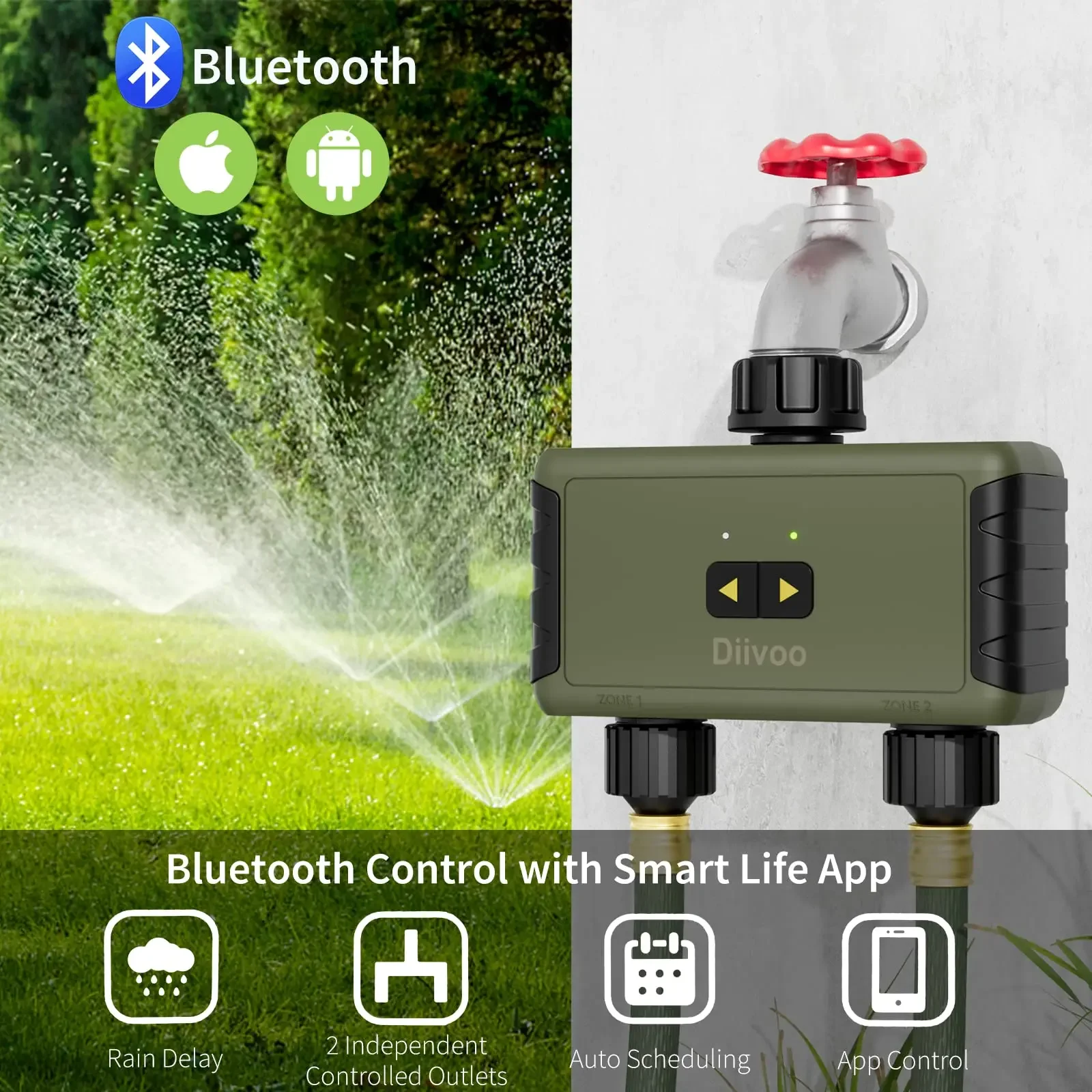 Diivoo Bluetoothスマートウォータータイマー付 - Smart Garden Accessories のレビューと価格