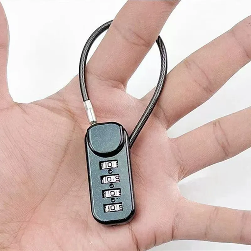 Portable Zinc Alloy 4 Digit Password Lock Wire Rope Anti-Theft Backpack Zipper Lock Padlock Luggage Combination Lock Travel