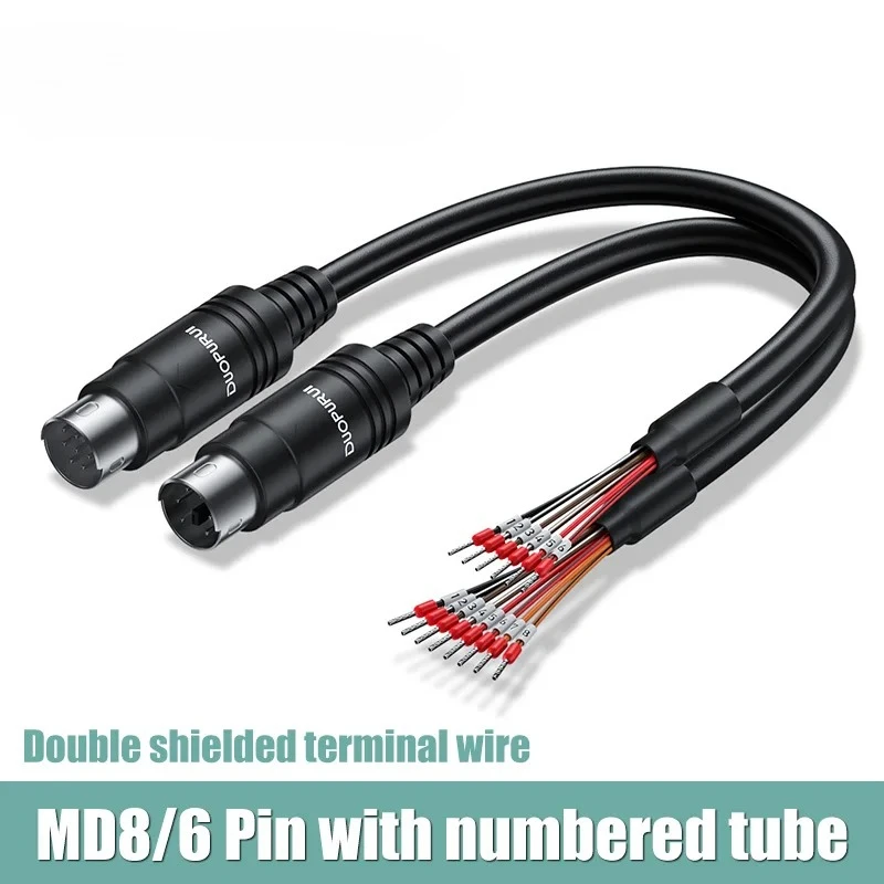 MD8 MD6 Round Mouth Single Head with Number Tube 8/6Pin RS232/485/422 Communication Line Double Shield for Mitsubishi Delta PLC